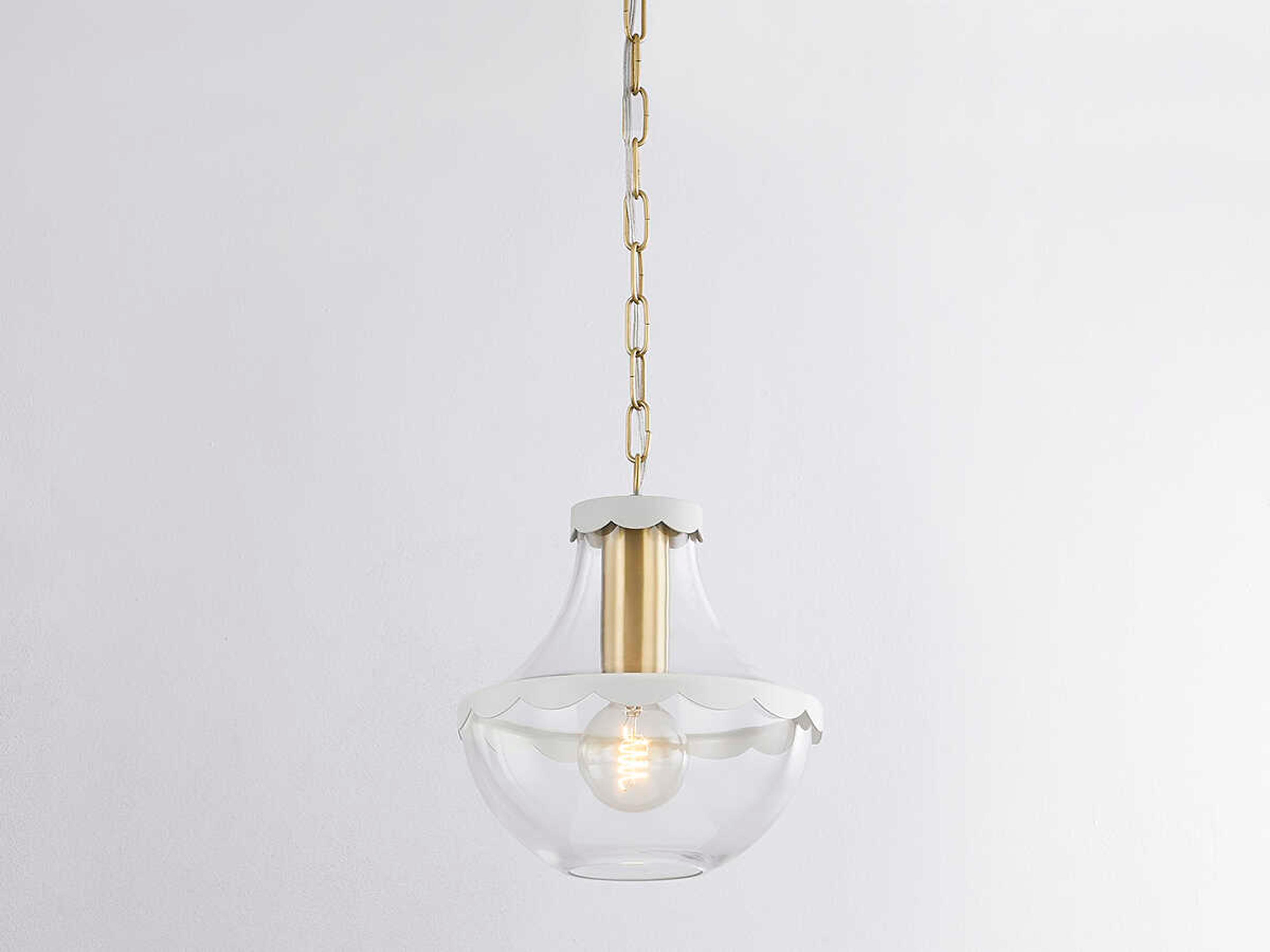 Mitzi Alaina 1-Light Aged Brass White Glass Mini Pendant