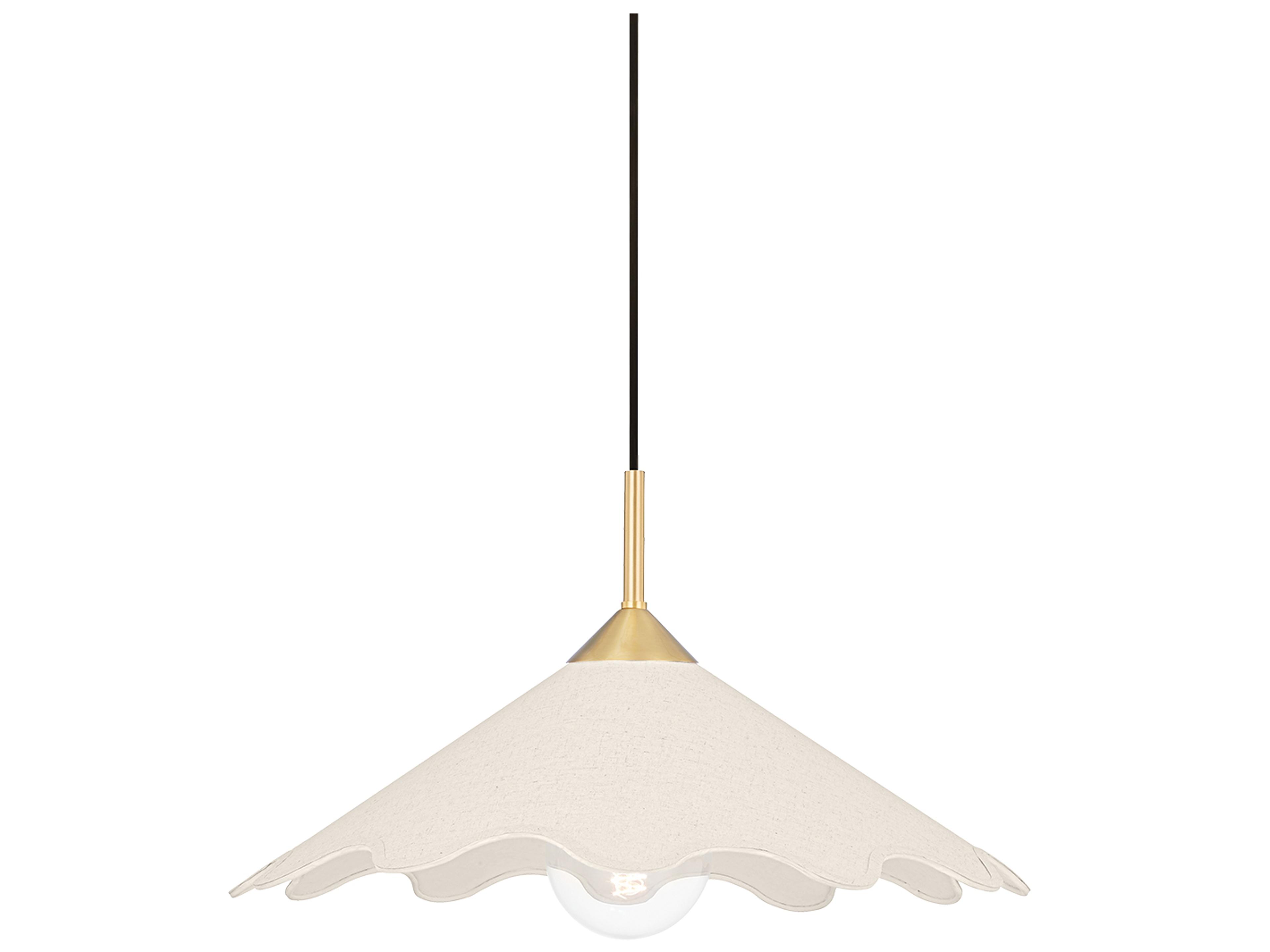 Sodsai Pendant Light in Aged Brass with Linen Shade
