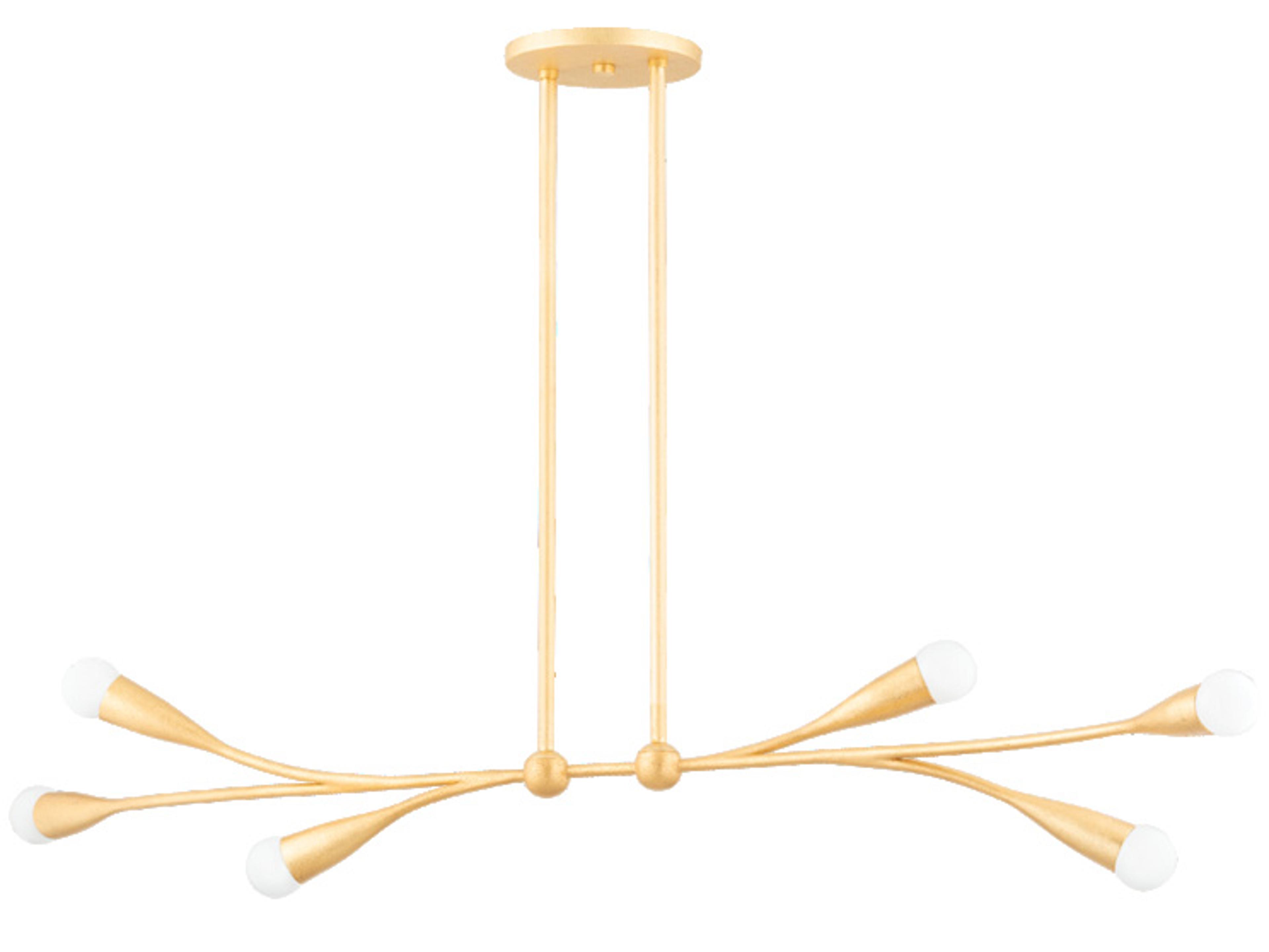 Elsa 6-Light Gold Leaf Brass Linear Island Pendant