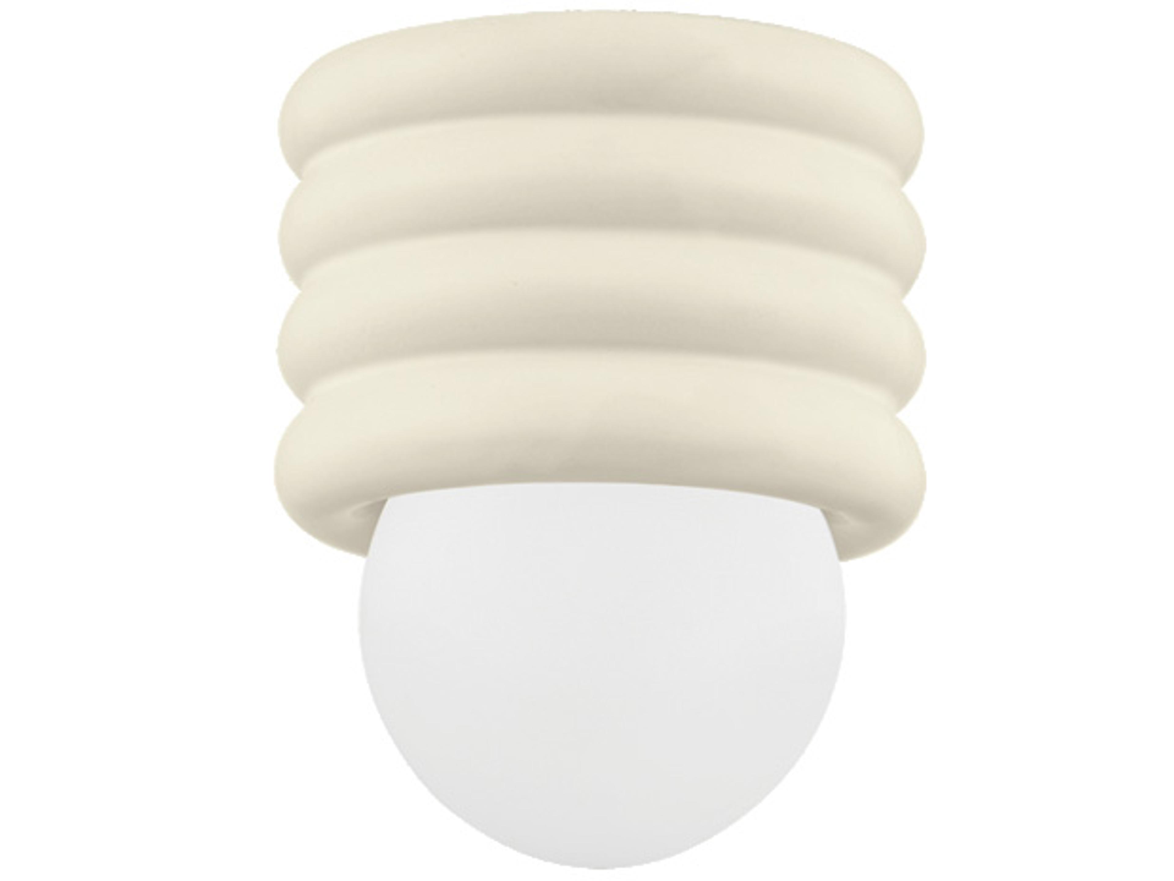 Bibi 1-Light Aged Brass Ceramic Antique Ivory Off White Flush Mount