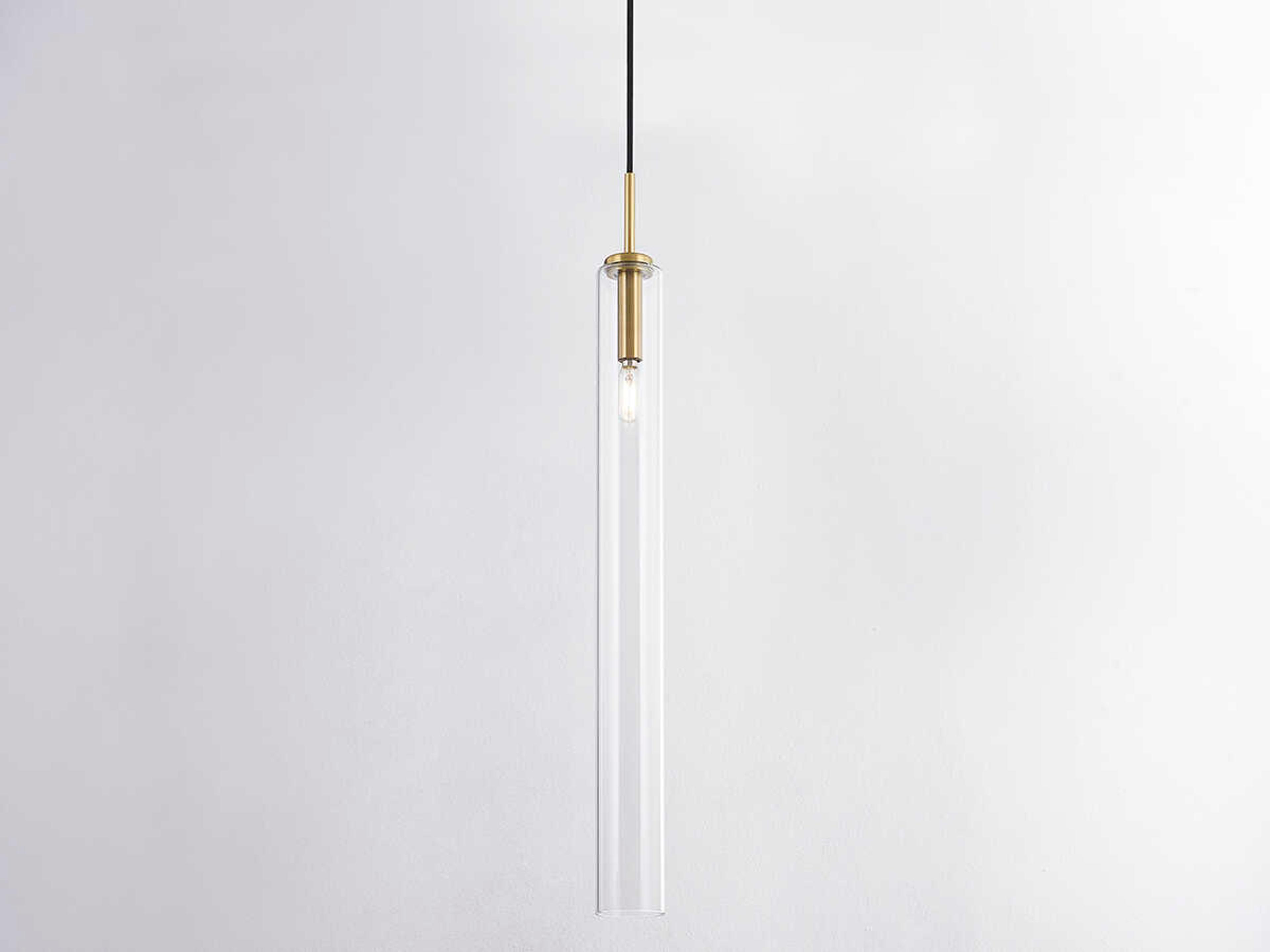 Mitzi Nyah 1-Light Aged Brass Glass Cylinder Mini Pendant