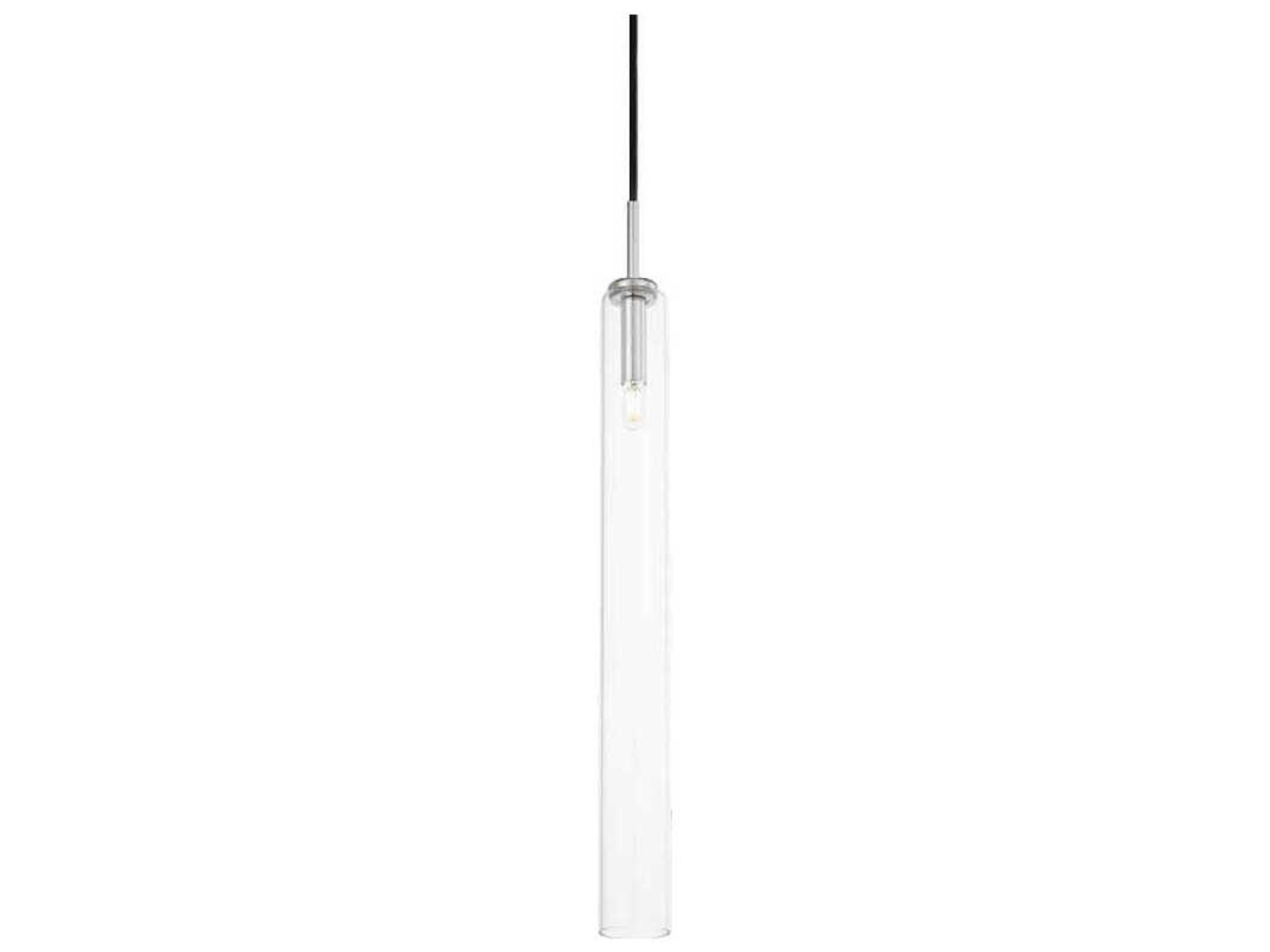 Nyah 1-Light Polished Nickel Glass Cylinder Mini Pendant