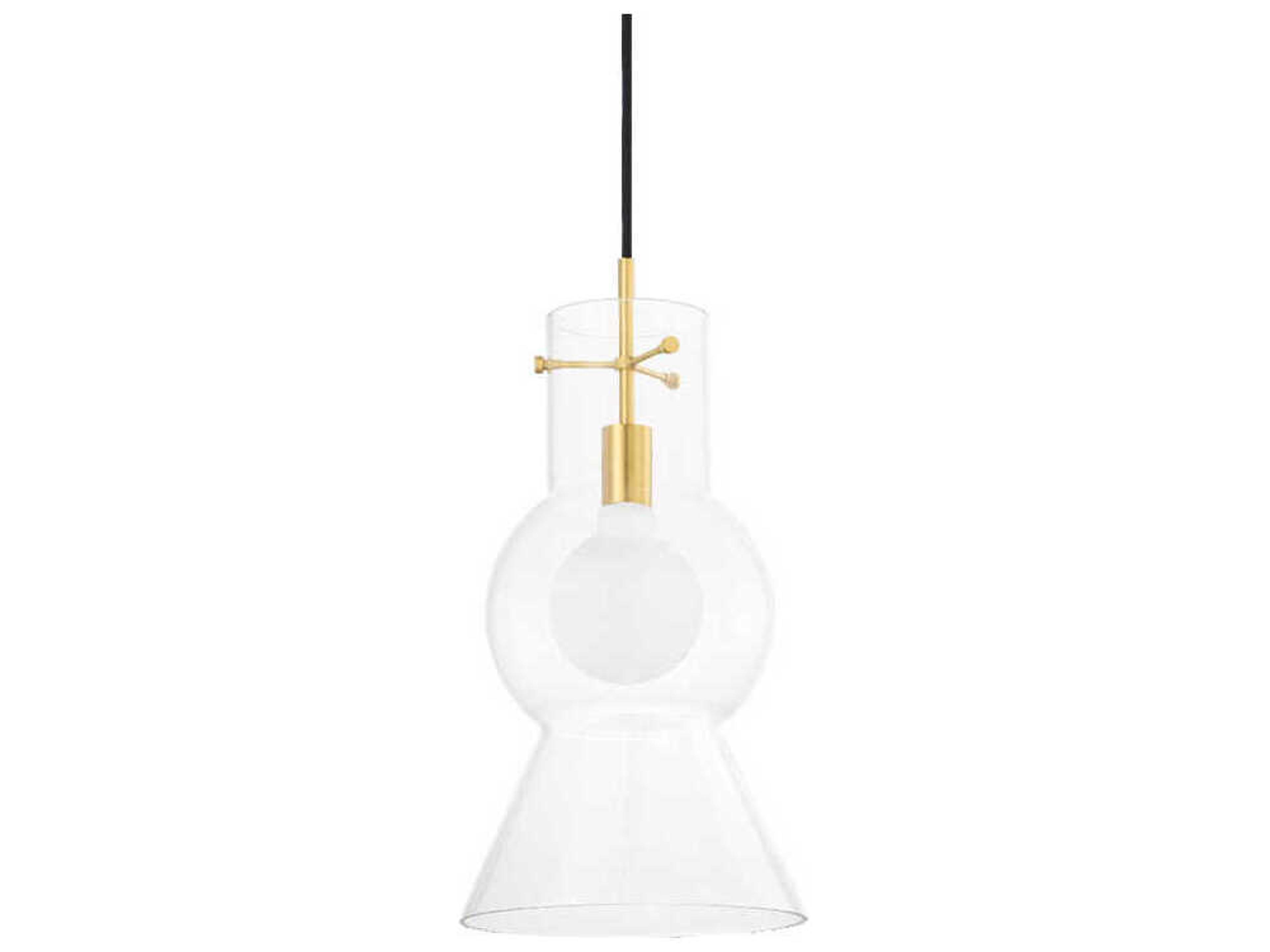 Mirabel 1-Light Aged Brass Glass Mini Pendant