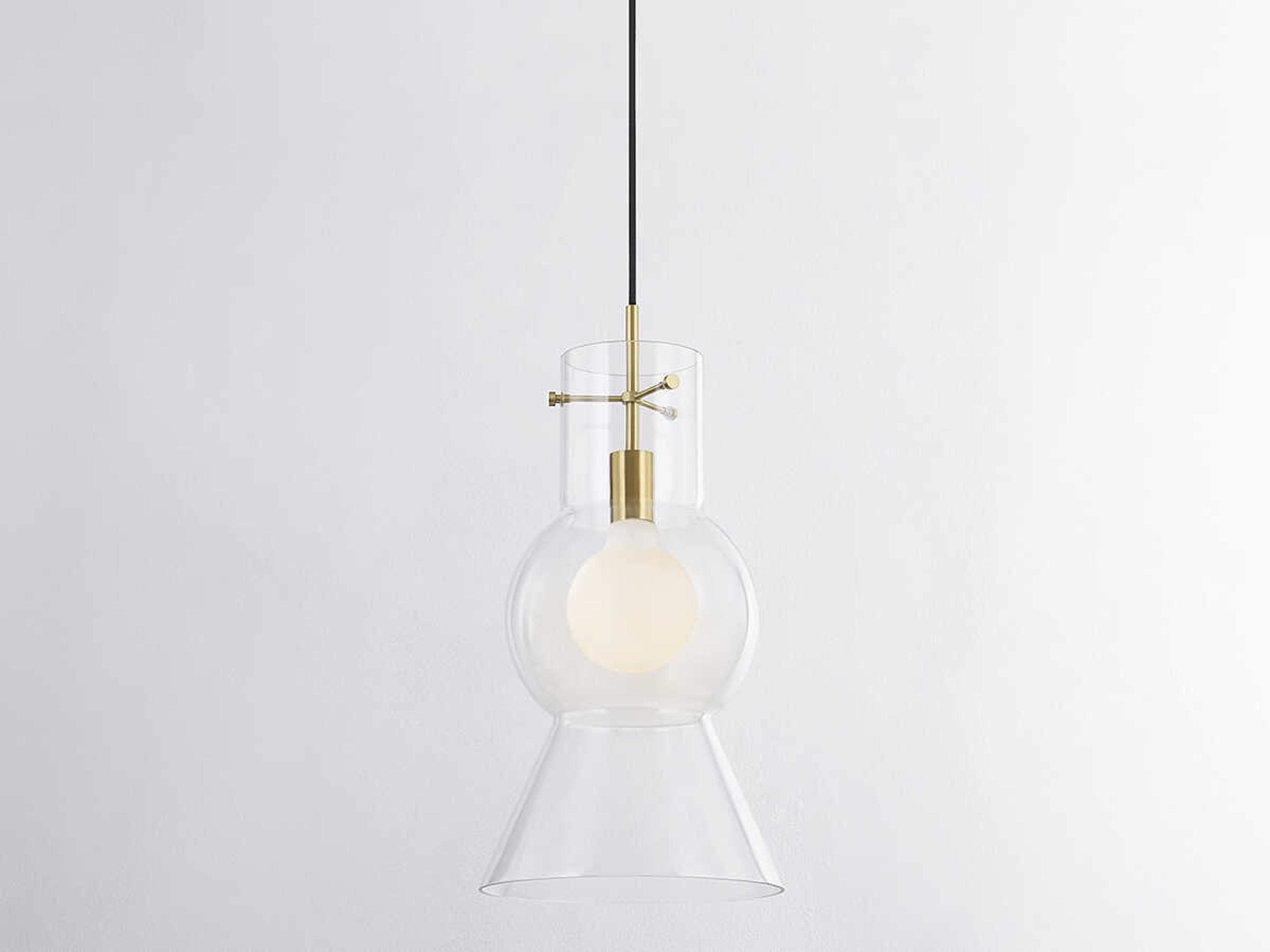 Mitzi Mirabel 1-Light Aged Brass Glass Mini Pendant