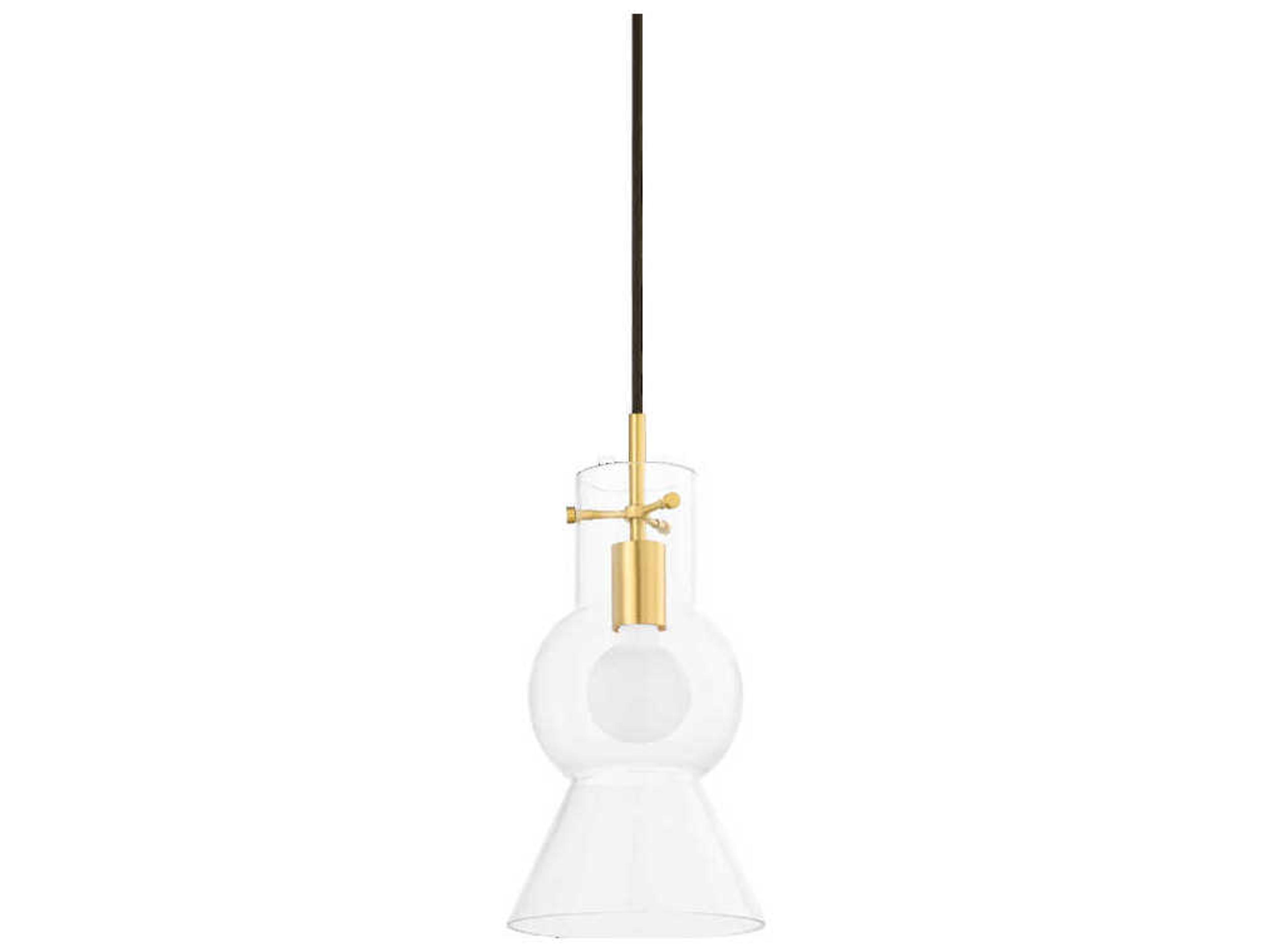 Mirabel 1-Light Aged Brass Glass Mini Pendant