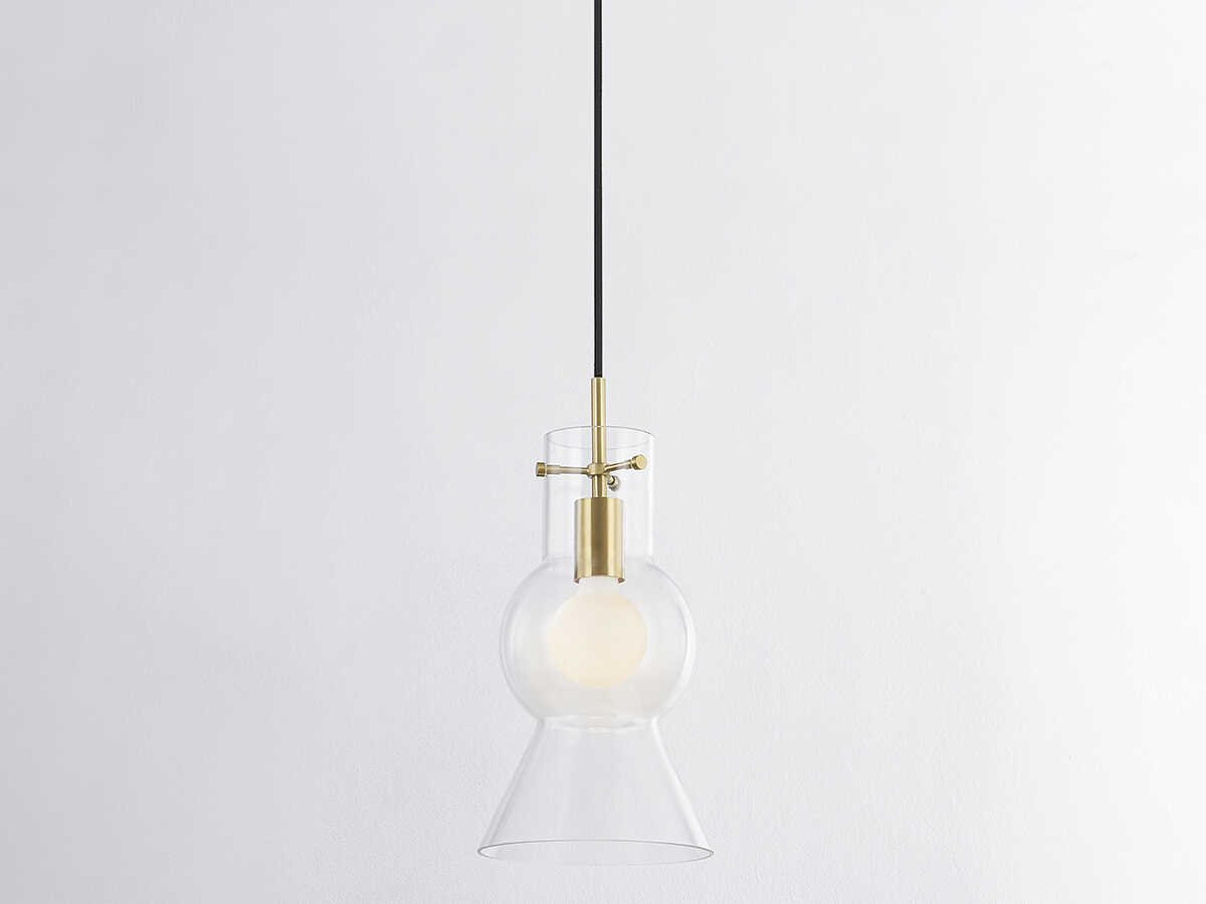 Mitzi Mirabel 1-Light Aged Brass Glass Mini Pendant