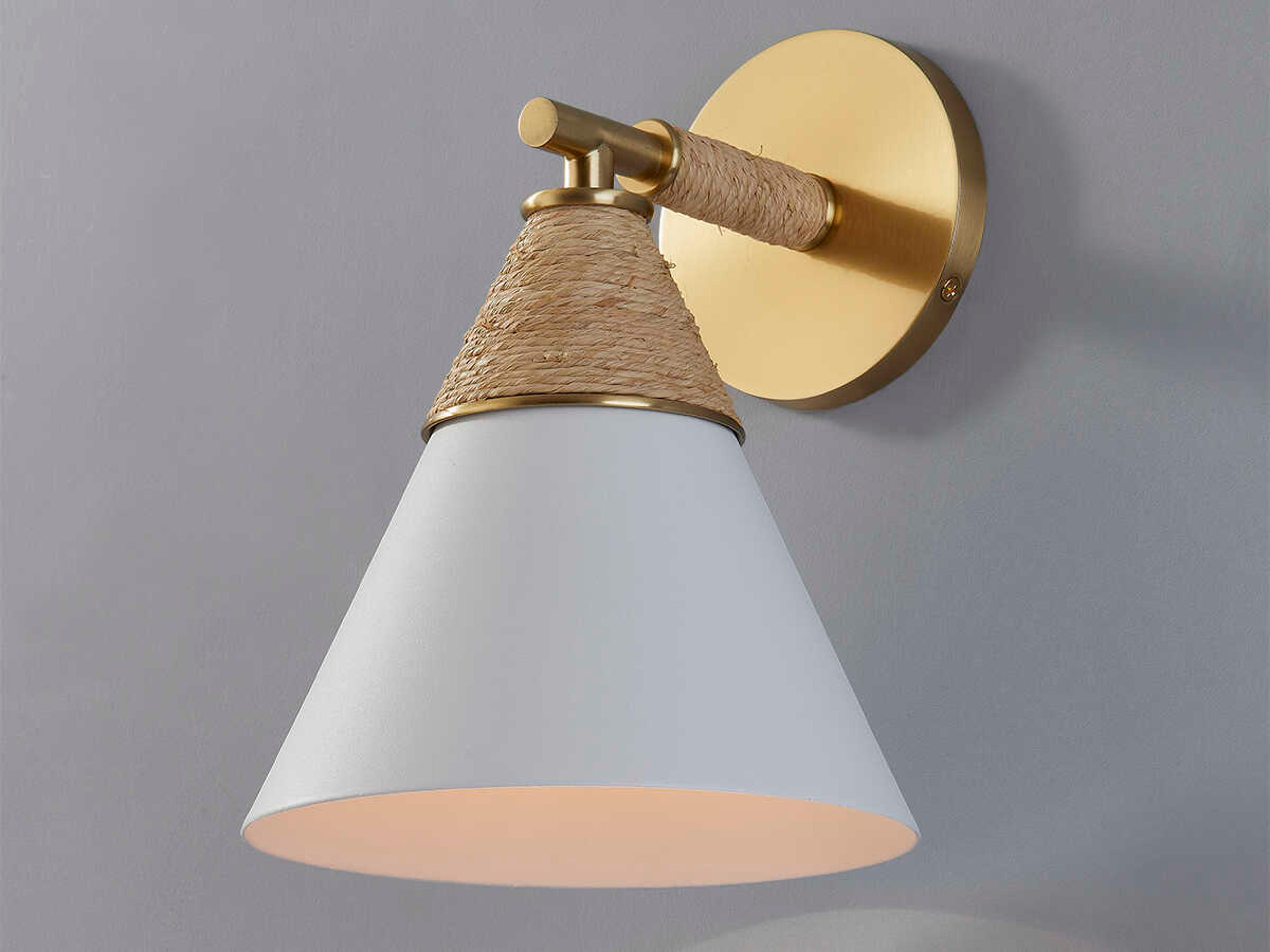 Mitzi Mica 1-Light Aged Brass White Wall Sconce