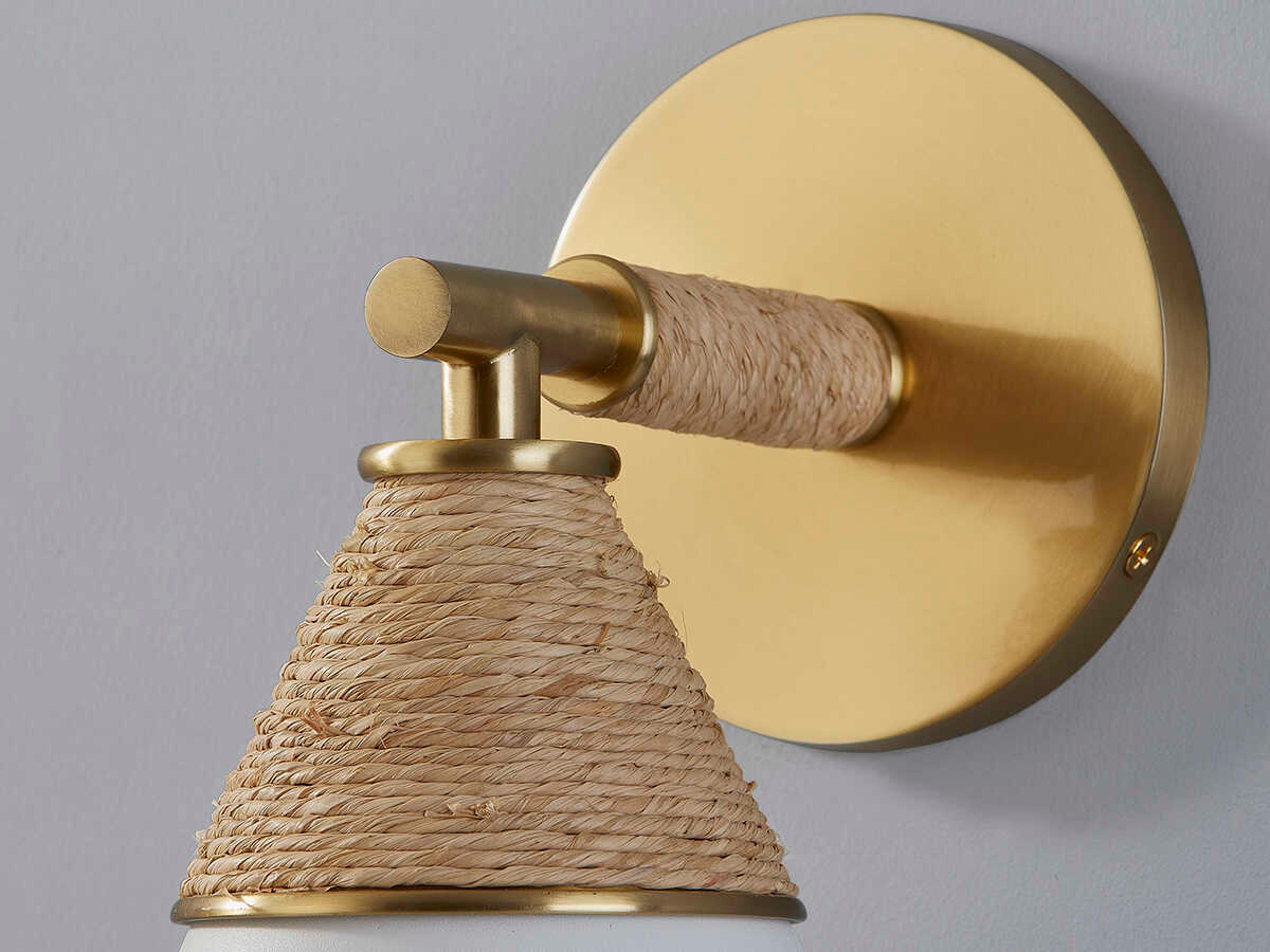 Mitzi Mica 1-Light Aged Brass White Wall Sconce