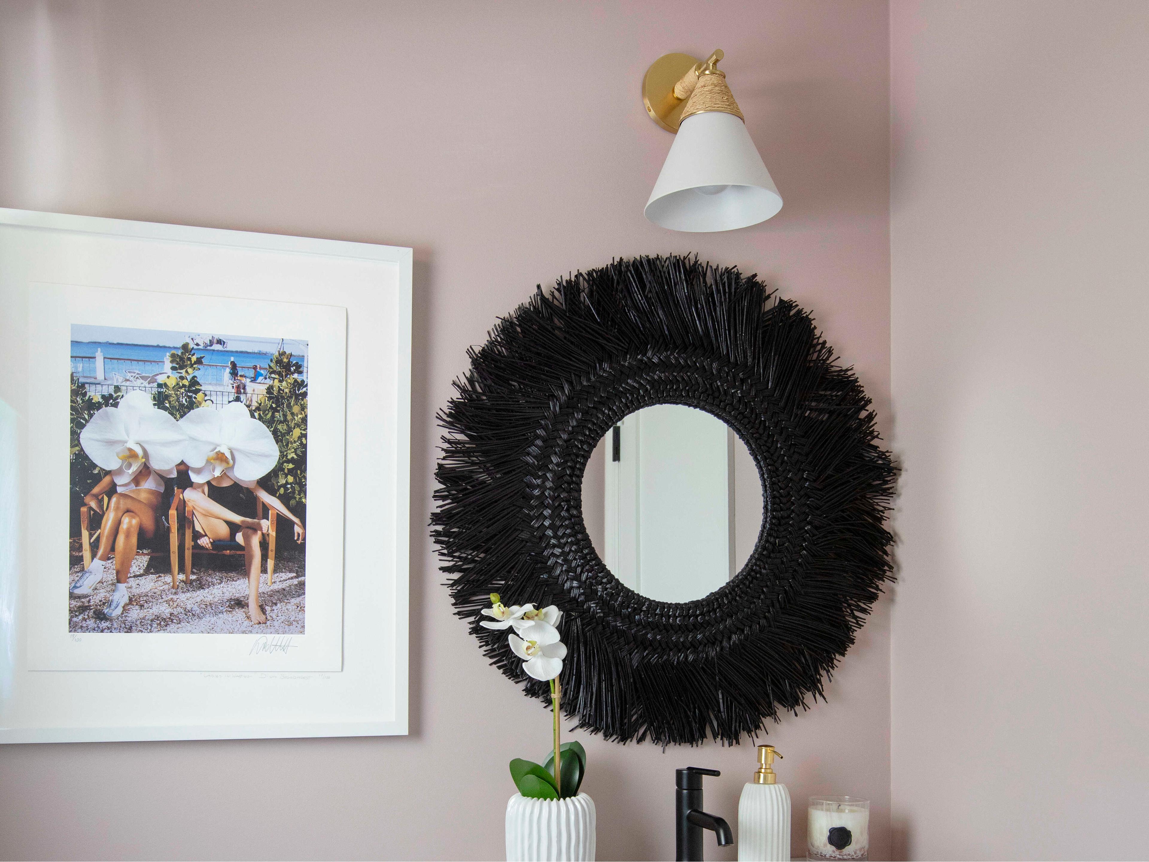 Mitzi Mica 1-Light Aged Brass White Wall Sconce