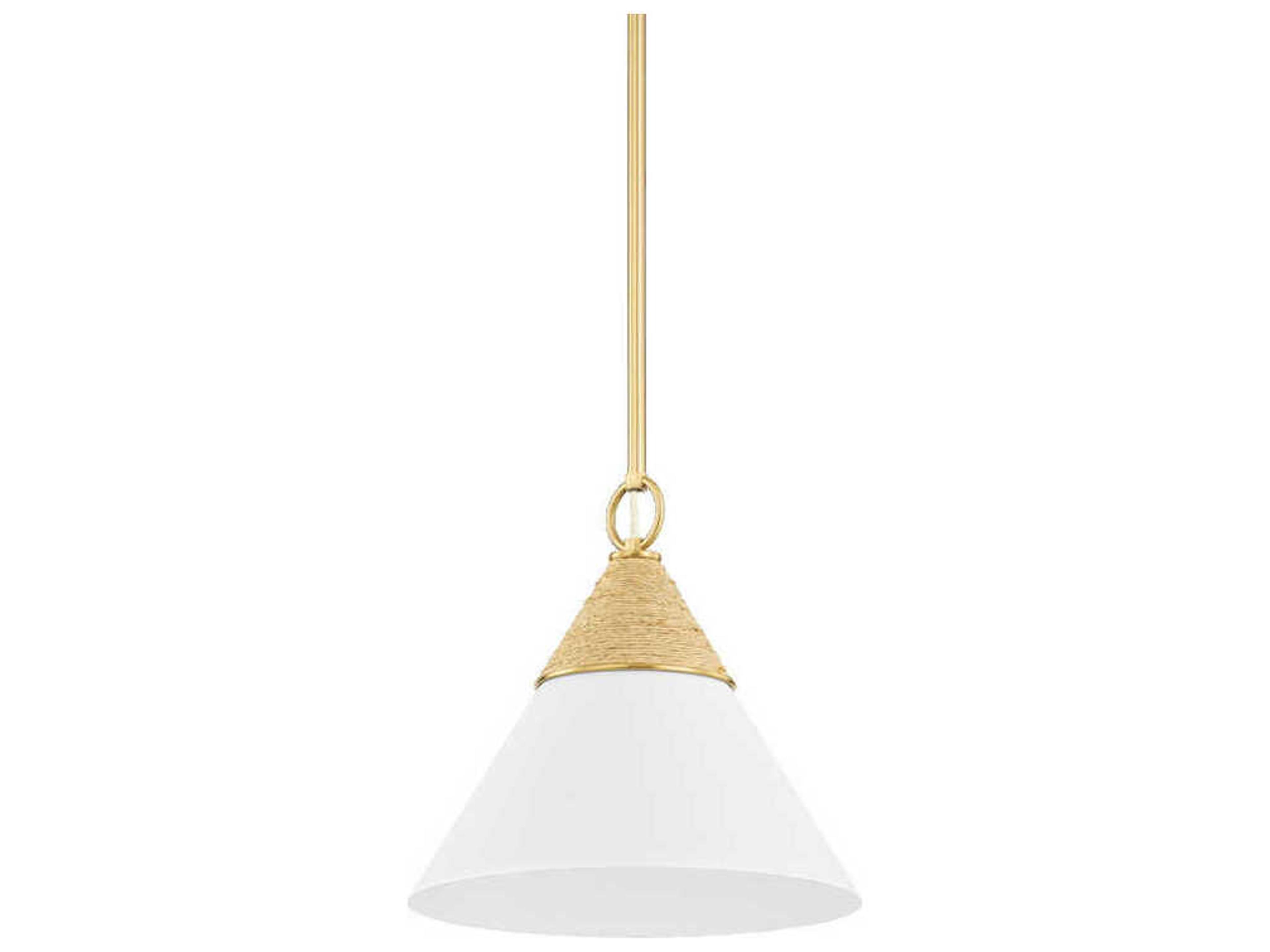 Mica Pendant Light in Aged Brass and White