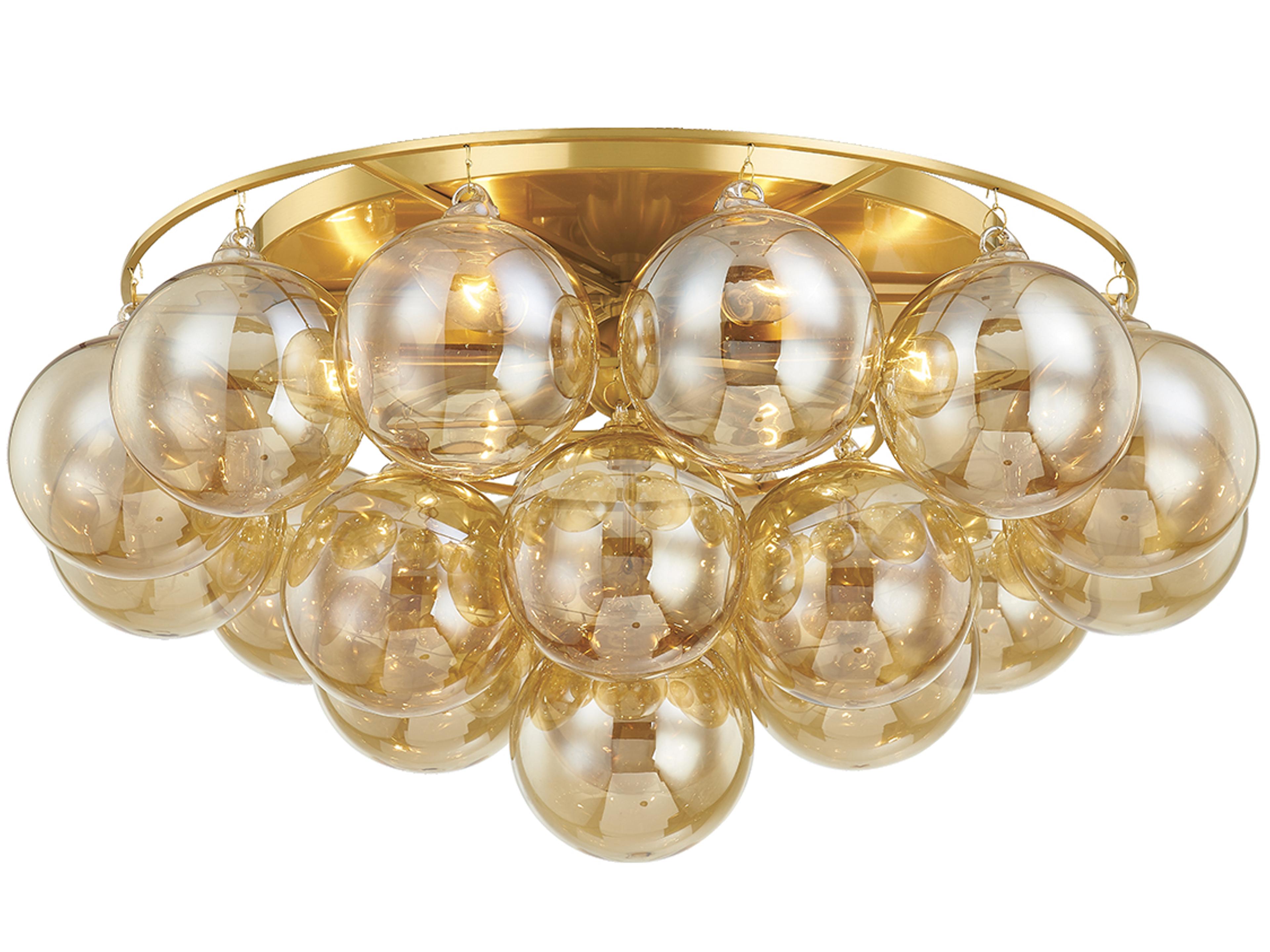 Mimi 6-Light Aged Brass Glass Globe Flush Mount