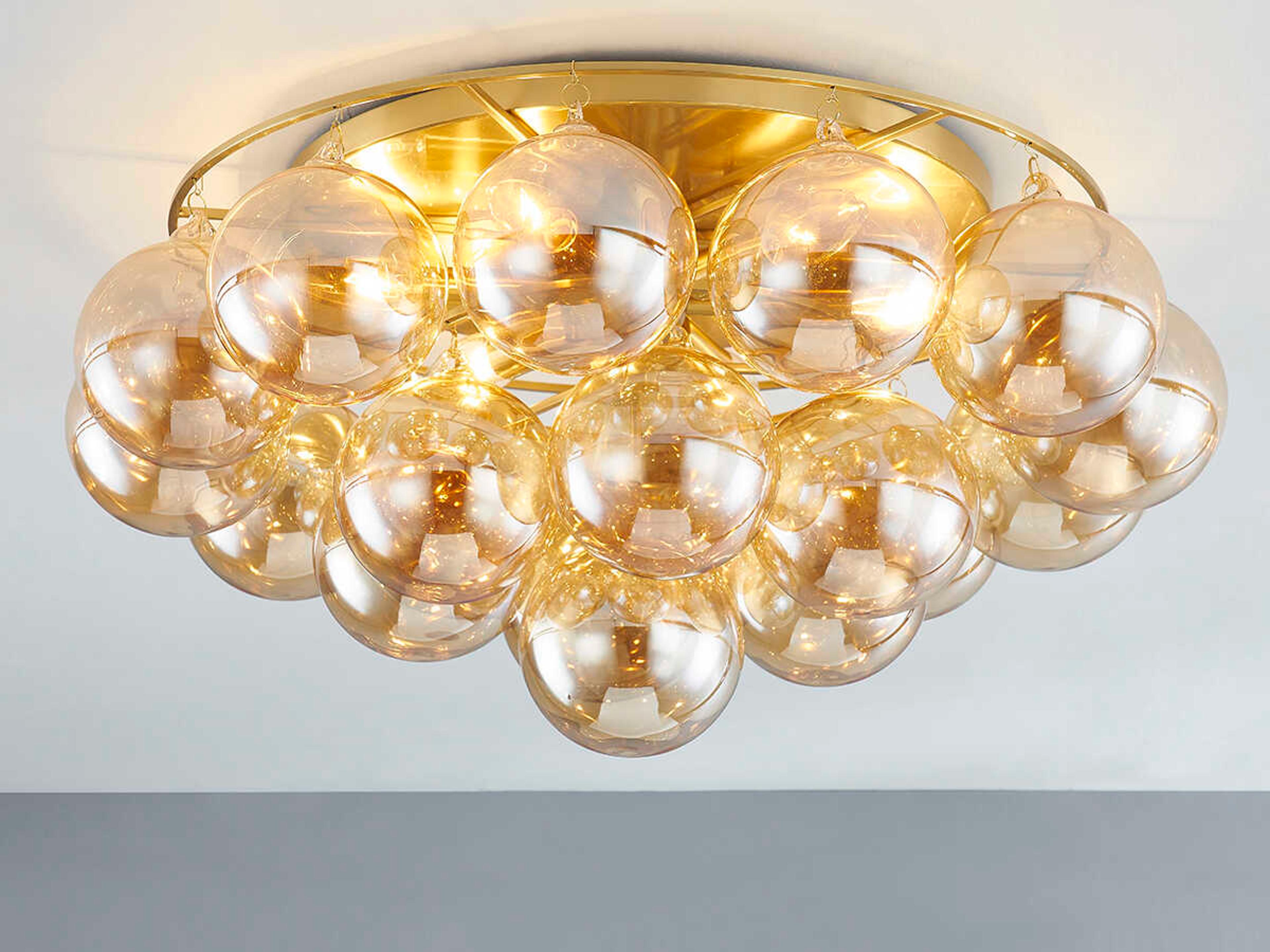 Mitzi Mimi 6-Light Aged Brass Glass Globe Flush Mount