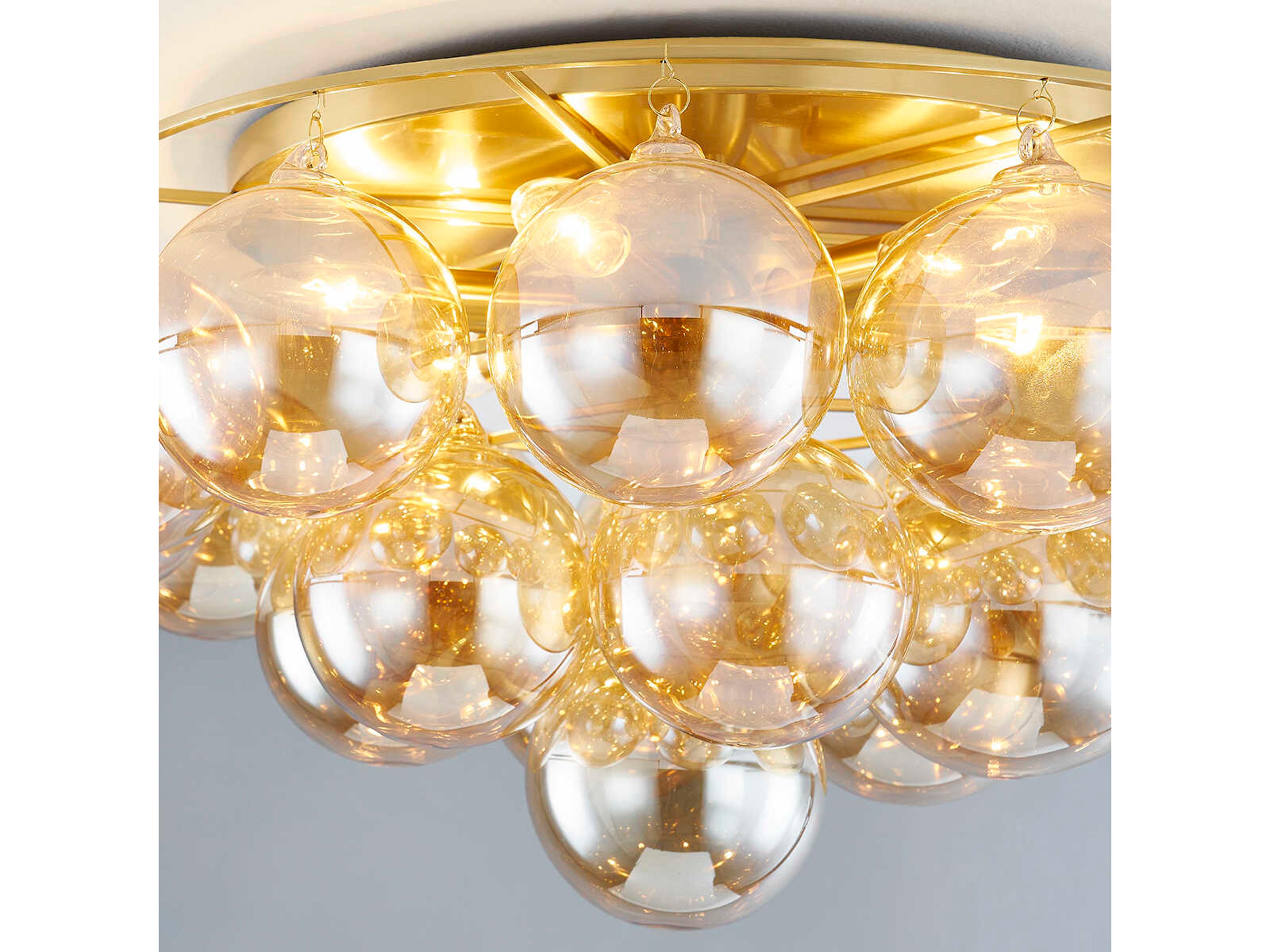 Mitzi Mimi 6-Light Aged Brass Glass Globe Flush Mount