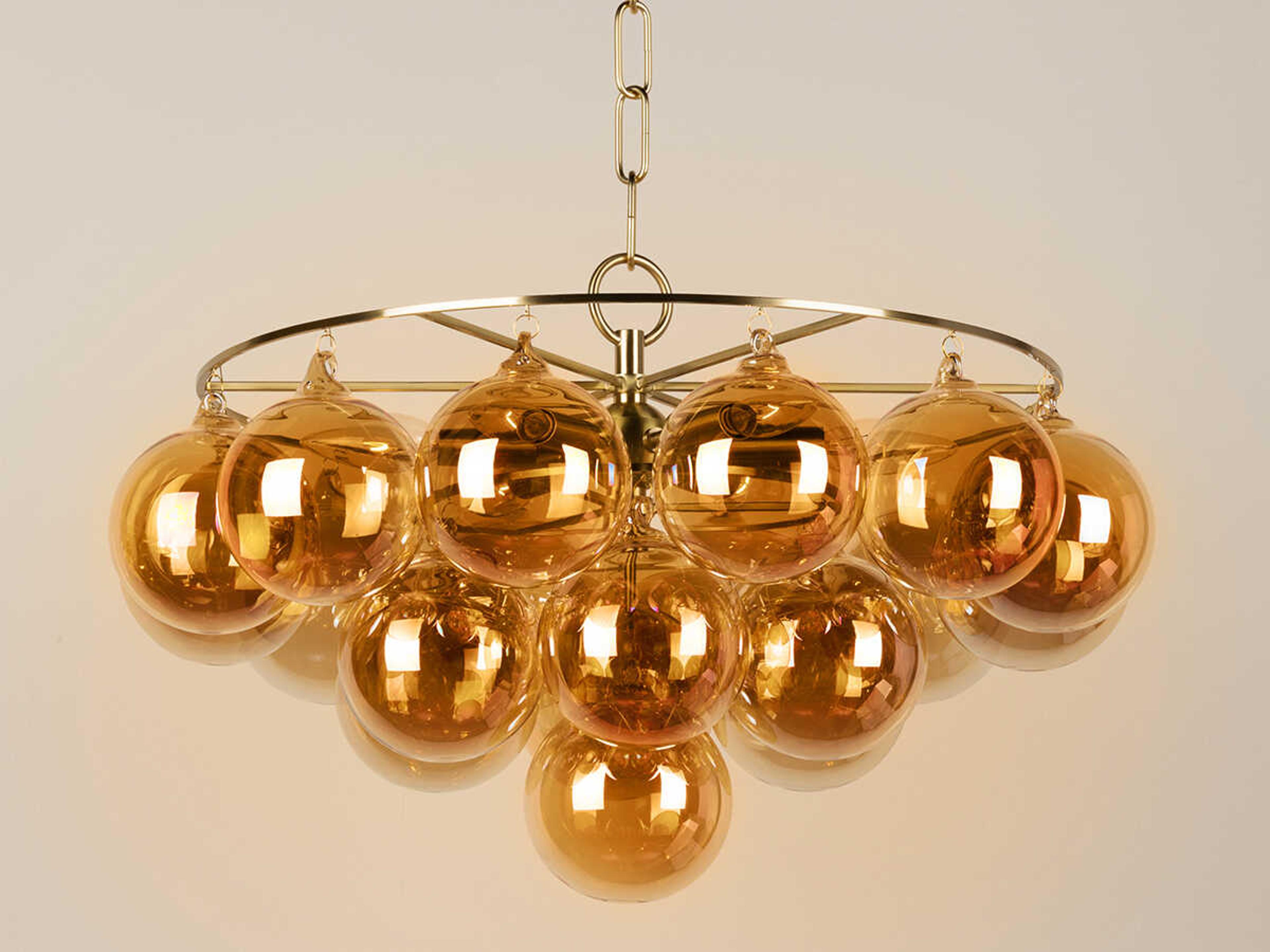 Mitzi Mimi 6-Light Aged Brass Glass Candelabra Globe Chandelier