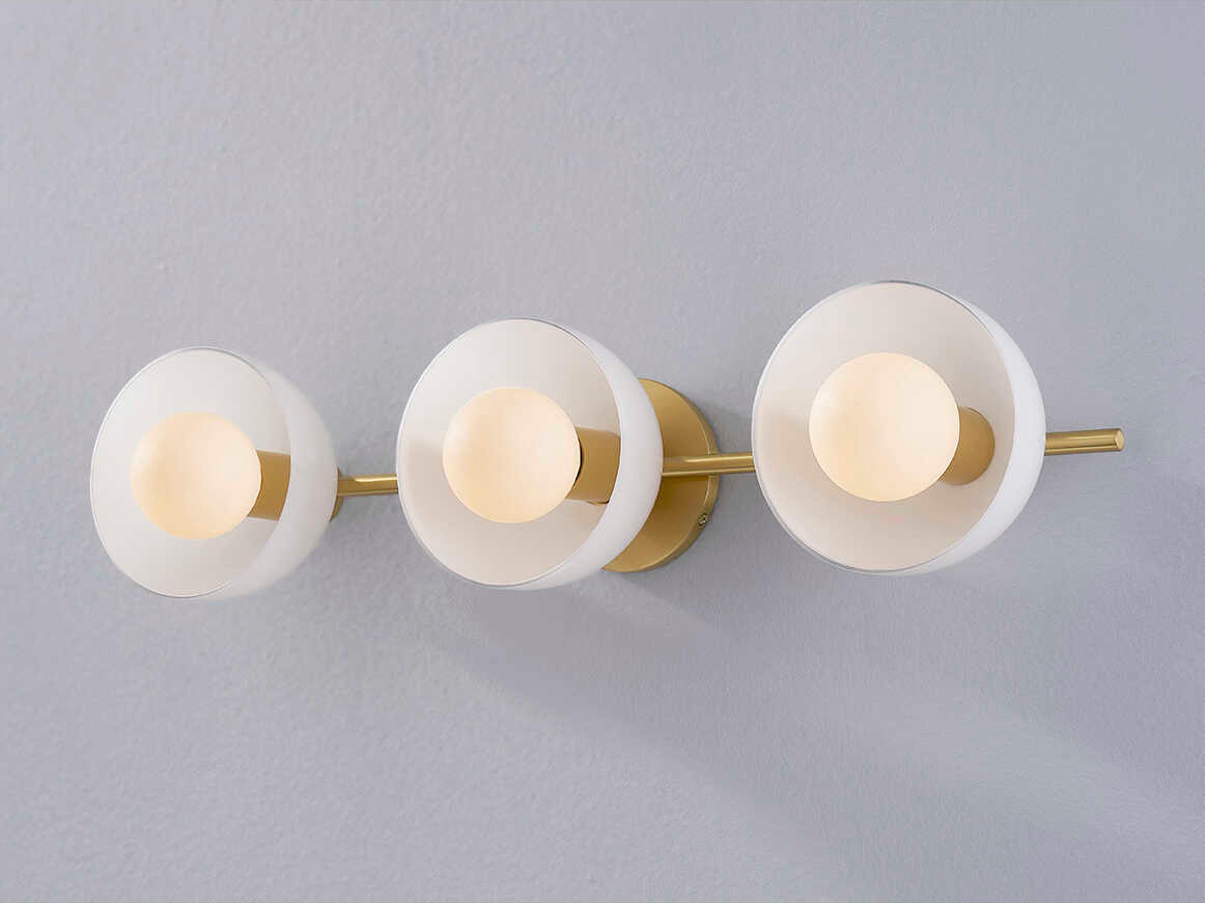 Mitzi Belle 3-Light Aged Brass Glass Vanity Light