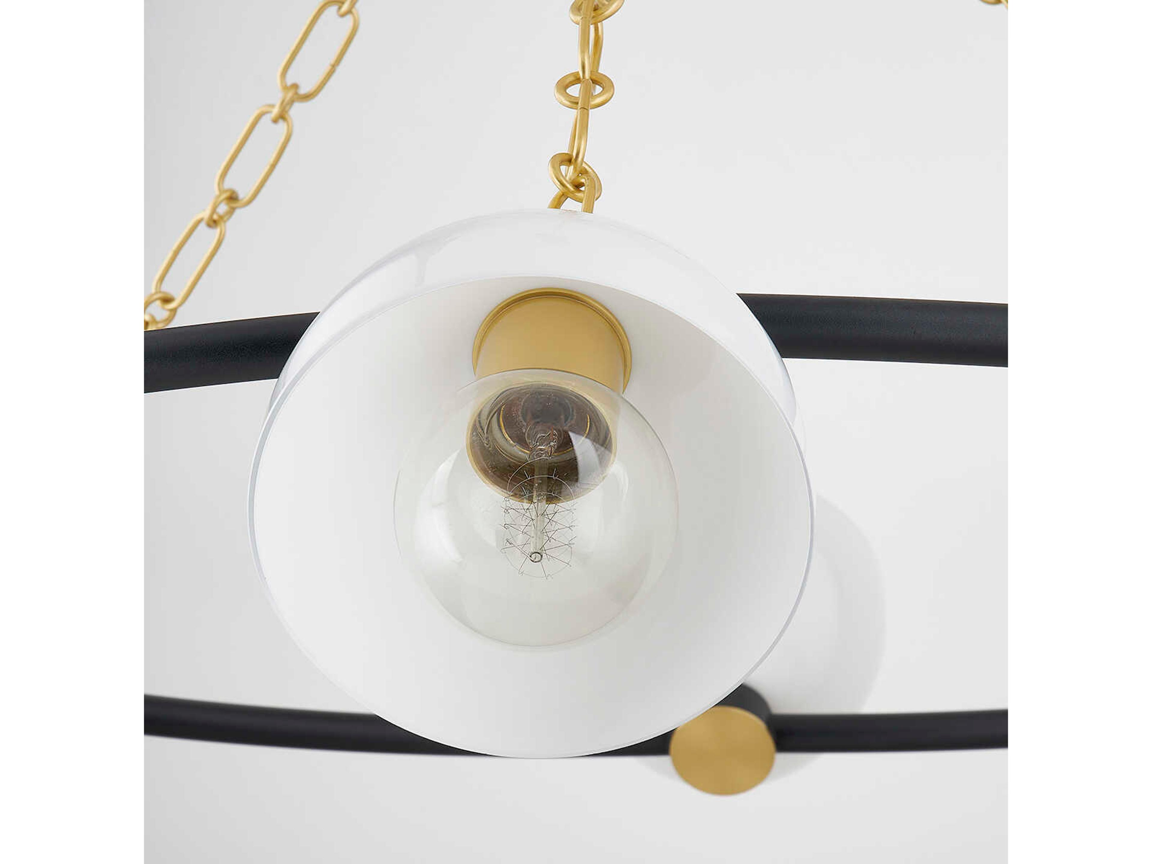 Mitzi Belle 6-Light Aged Brass Black Glass Chandelier