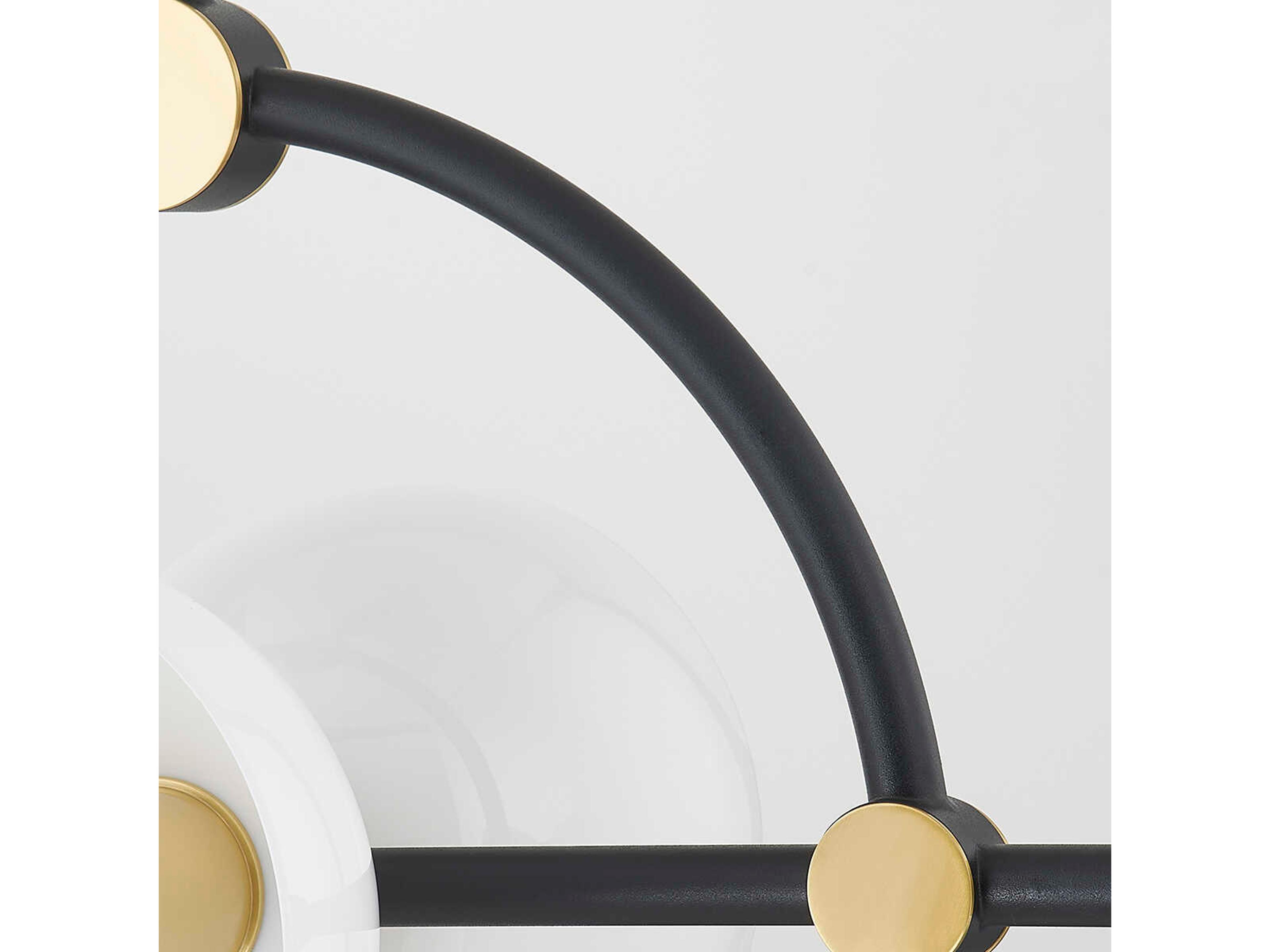 Mitzi Belle 6-Light Aged Brass Black Glass Linear Island Pendant