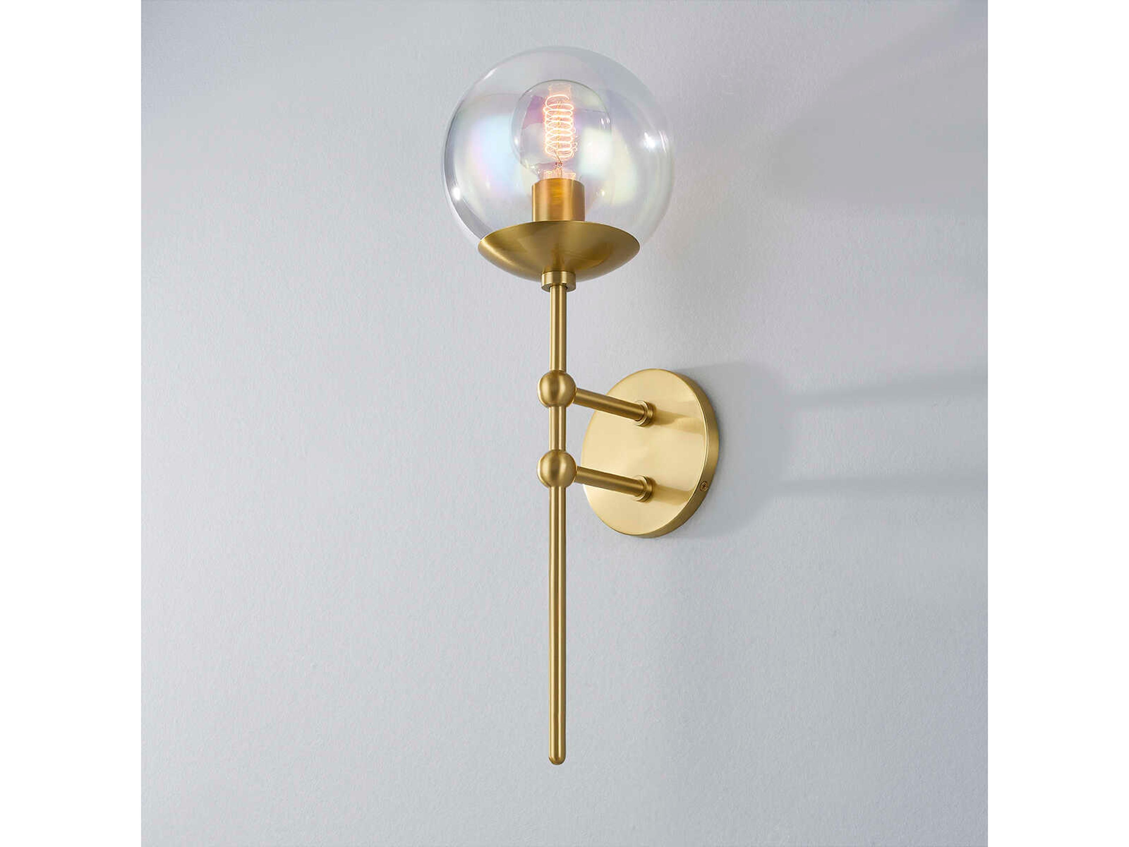 Mitzi Ophelia 1-Light Aged Brass Glass Wall Sconce