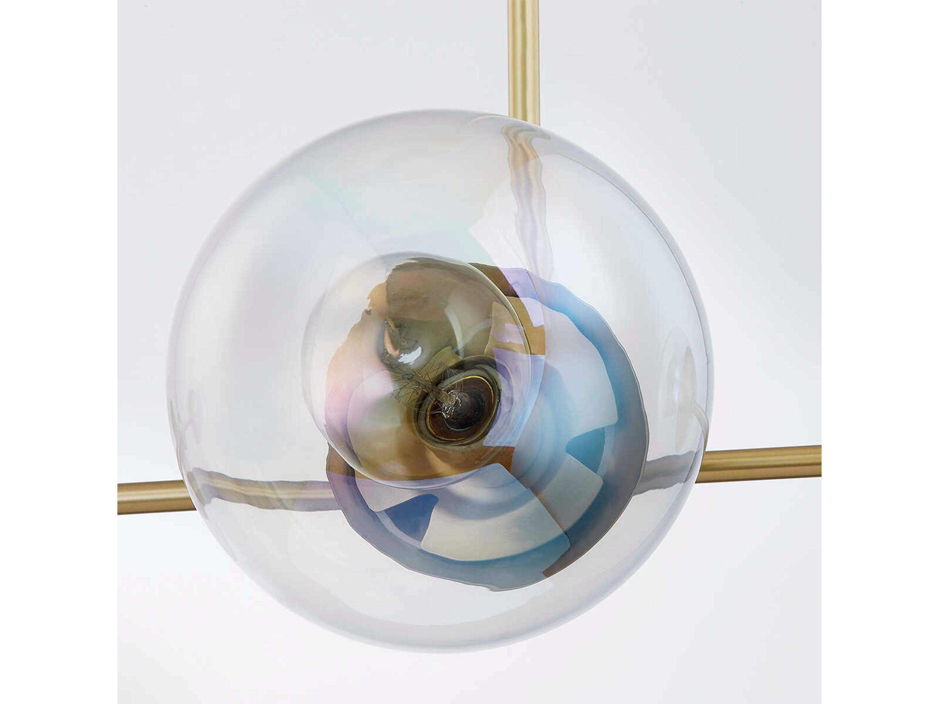 Mitzi Ophelia 4-Light Aged Brass Glass Globe Linear Island Pendant