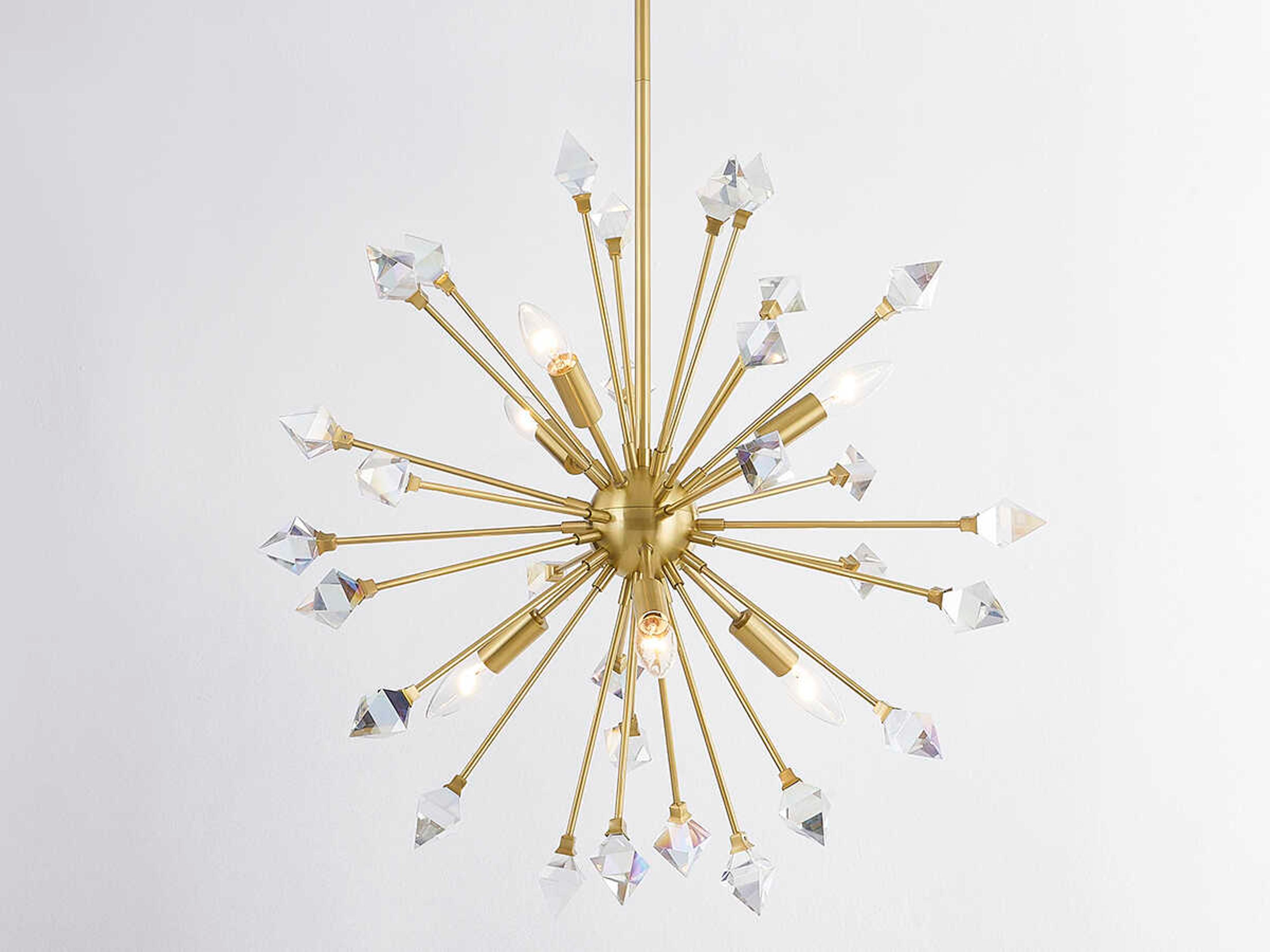 Mitzi Genesis 6-Light Aged Brass Crystal Sputnik Pendant