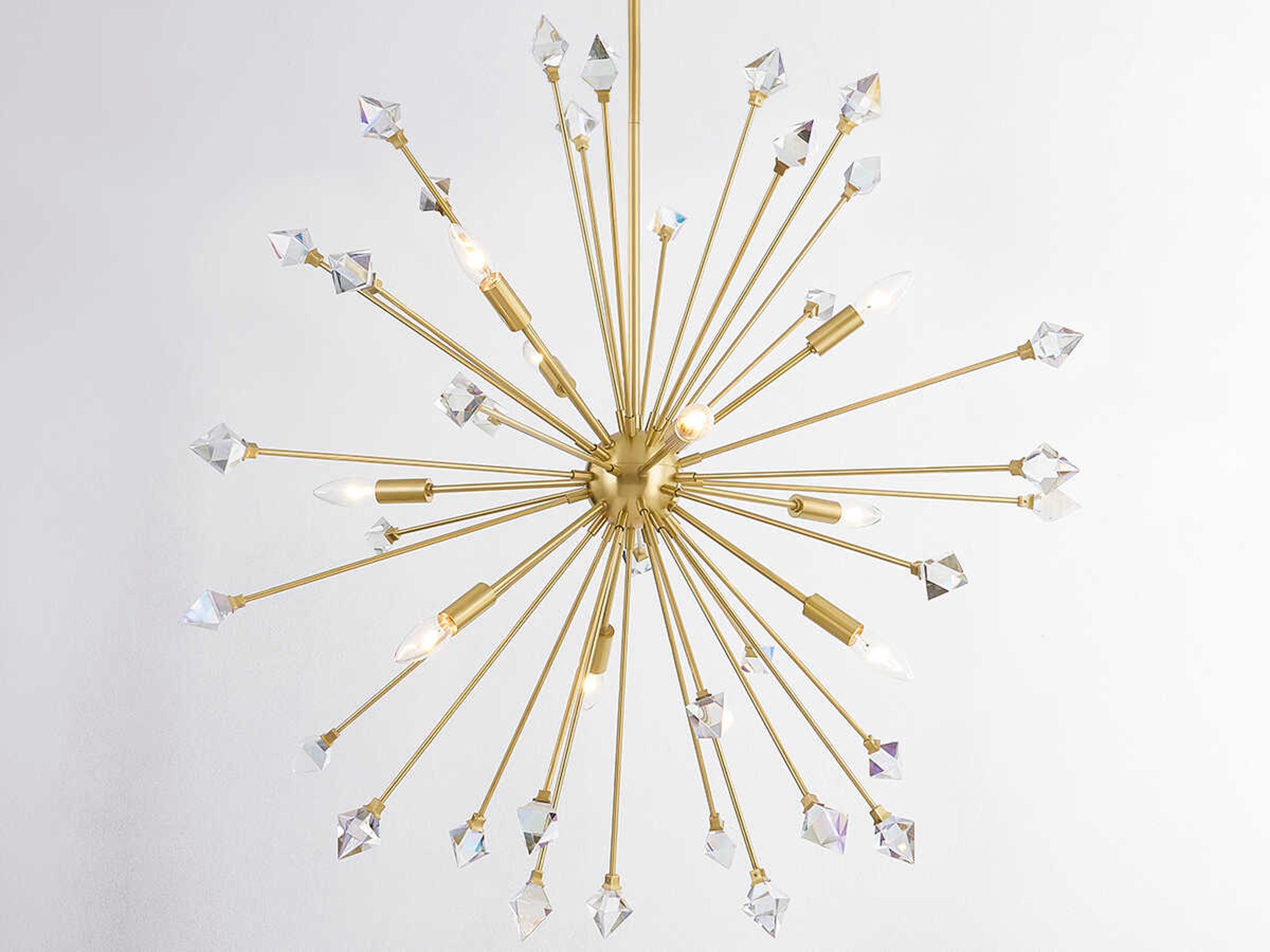 Mitzi Genesis 9-Light Aged Brass Crystal Sputnik Pendant