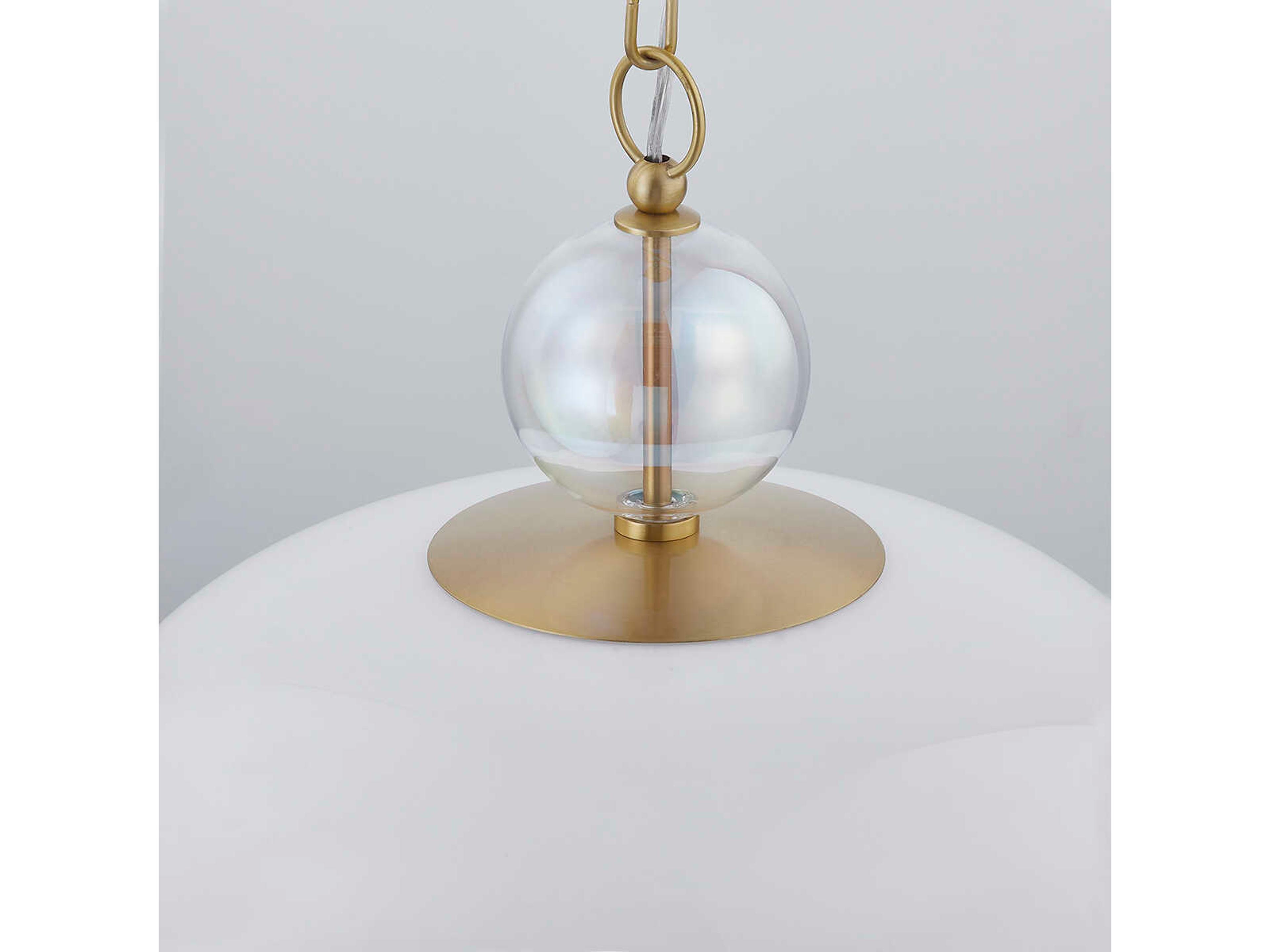 Mitzi Viviana 1-Light Aged Brass White Glass Drum Globe Pendant
