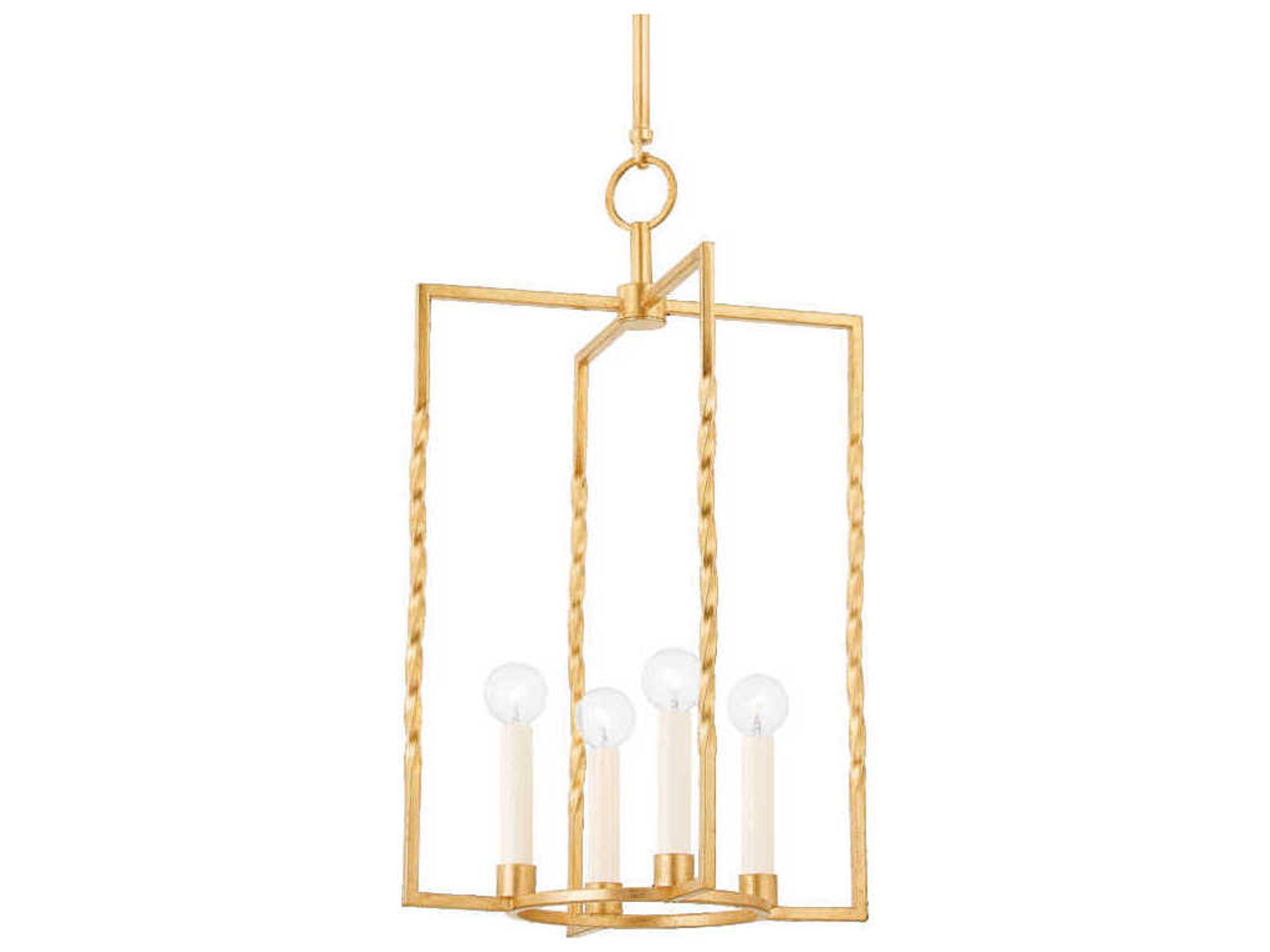 Adelaide 4-Light Vintage Gold Leaf Geometric Pendant