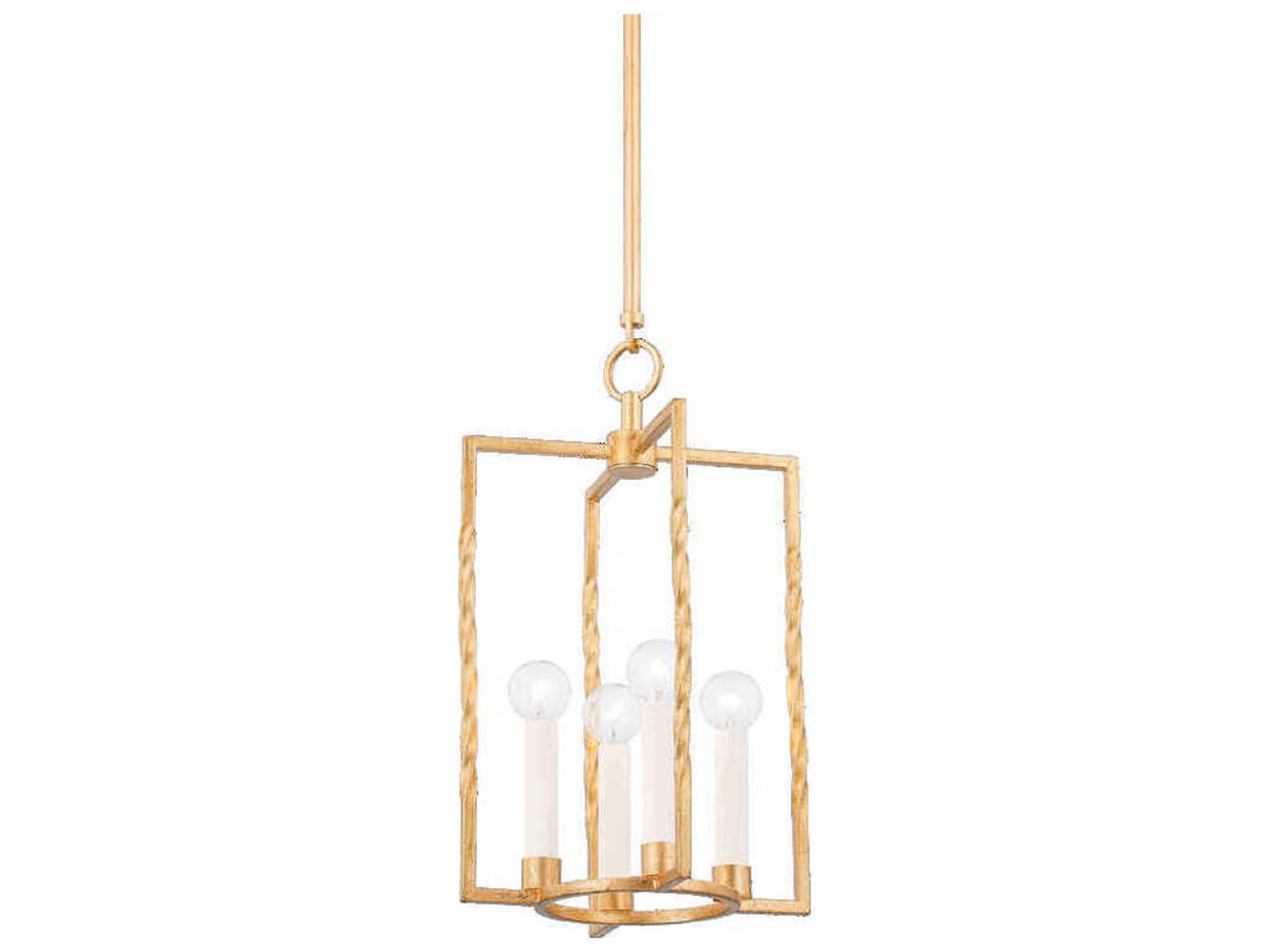Adelaide 4-Light Vintage Gold Leaf Geometric Mini Pendant