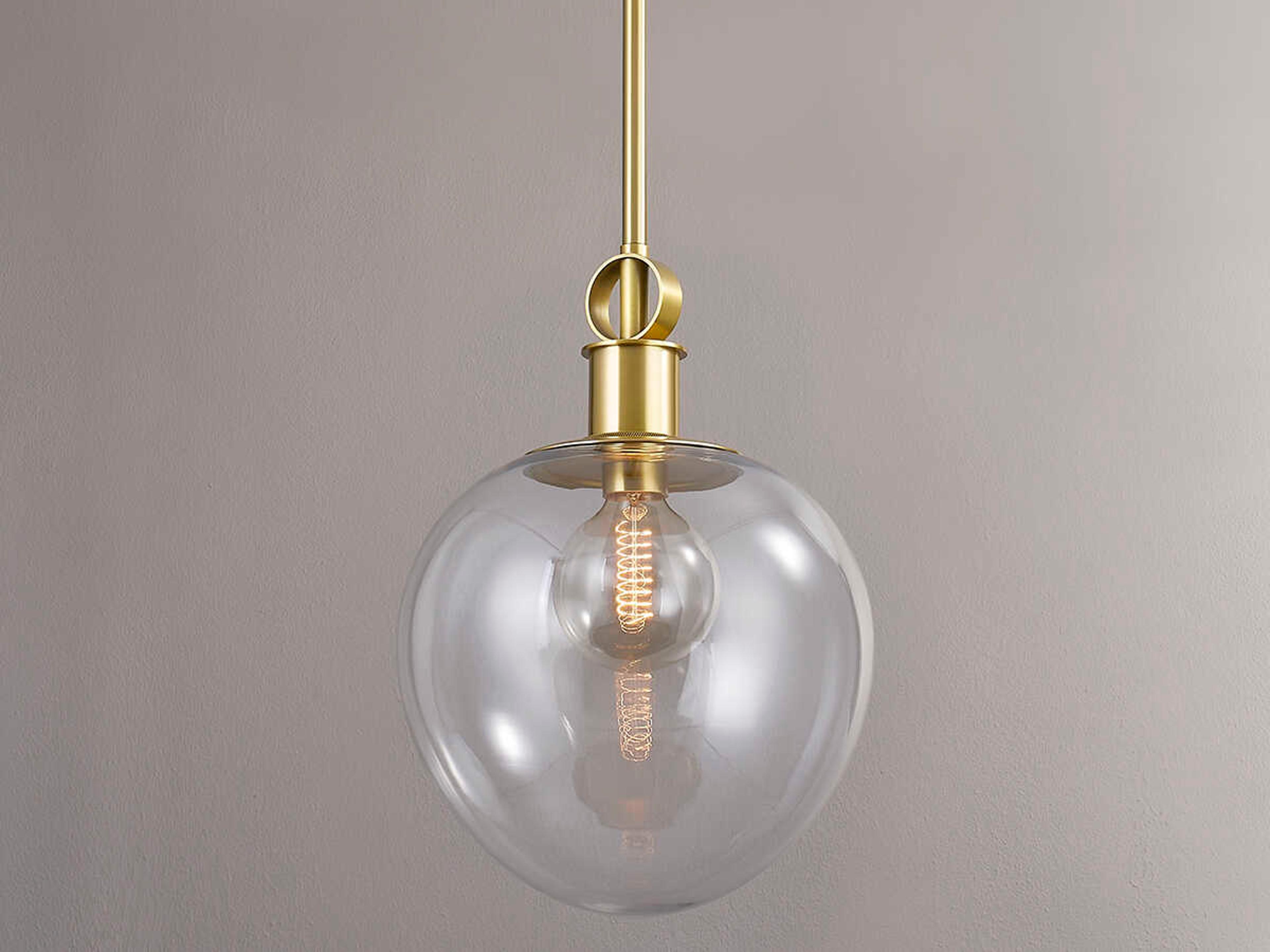 Mitzi Anna 1-Light Aged Brass Glass Round Pendant