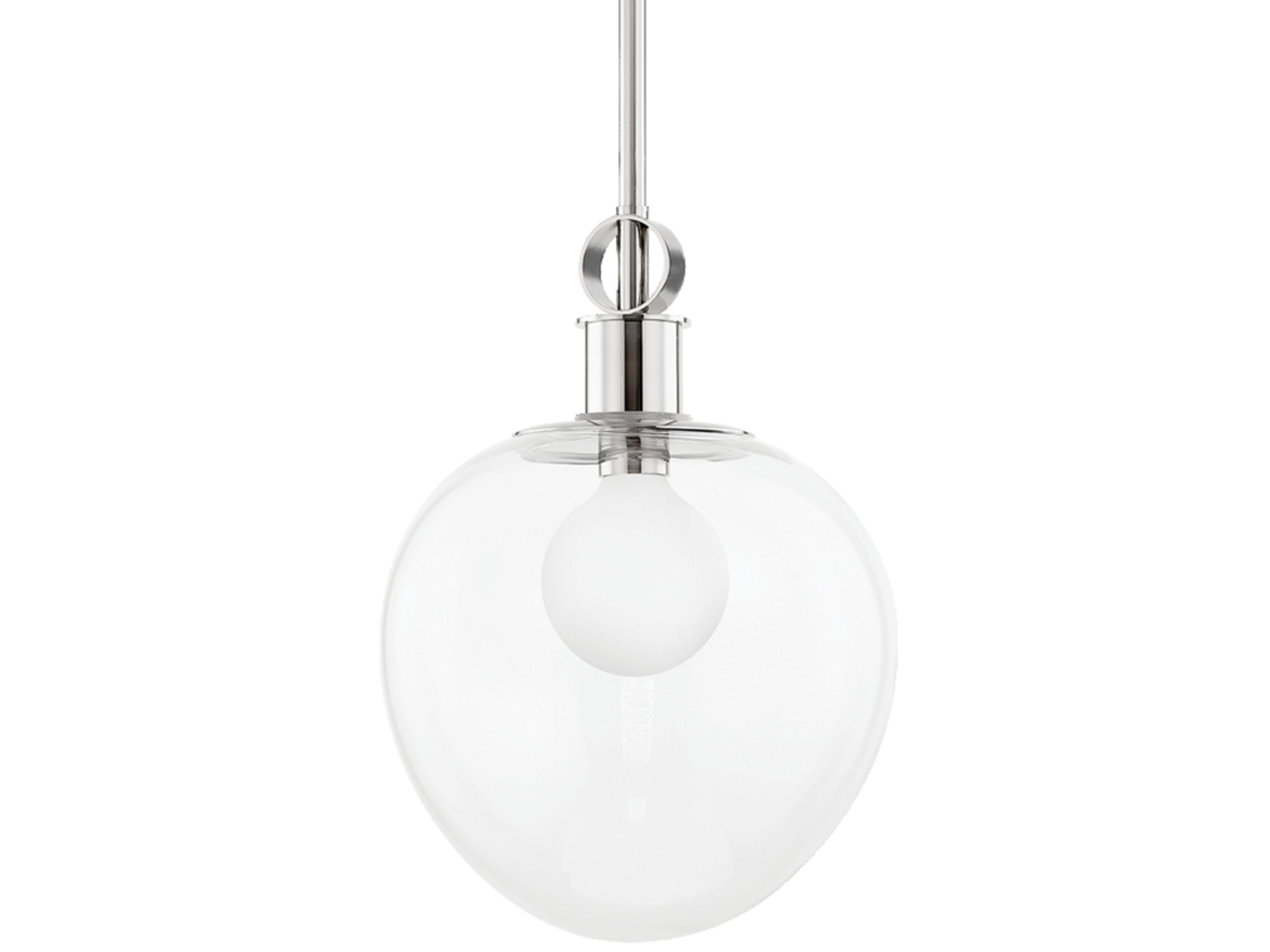 Anna 1-Light Polished Nickel Glass Round Pendant