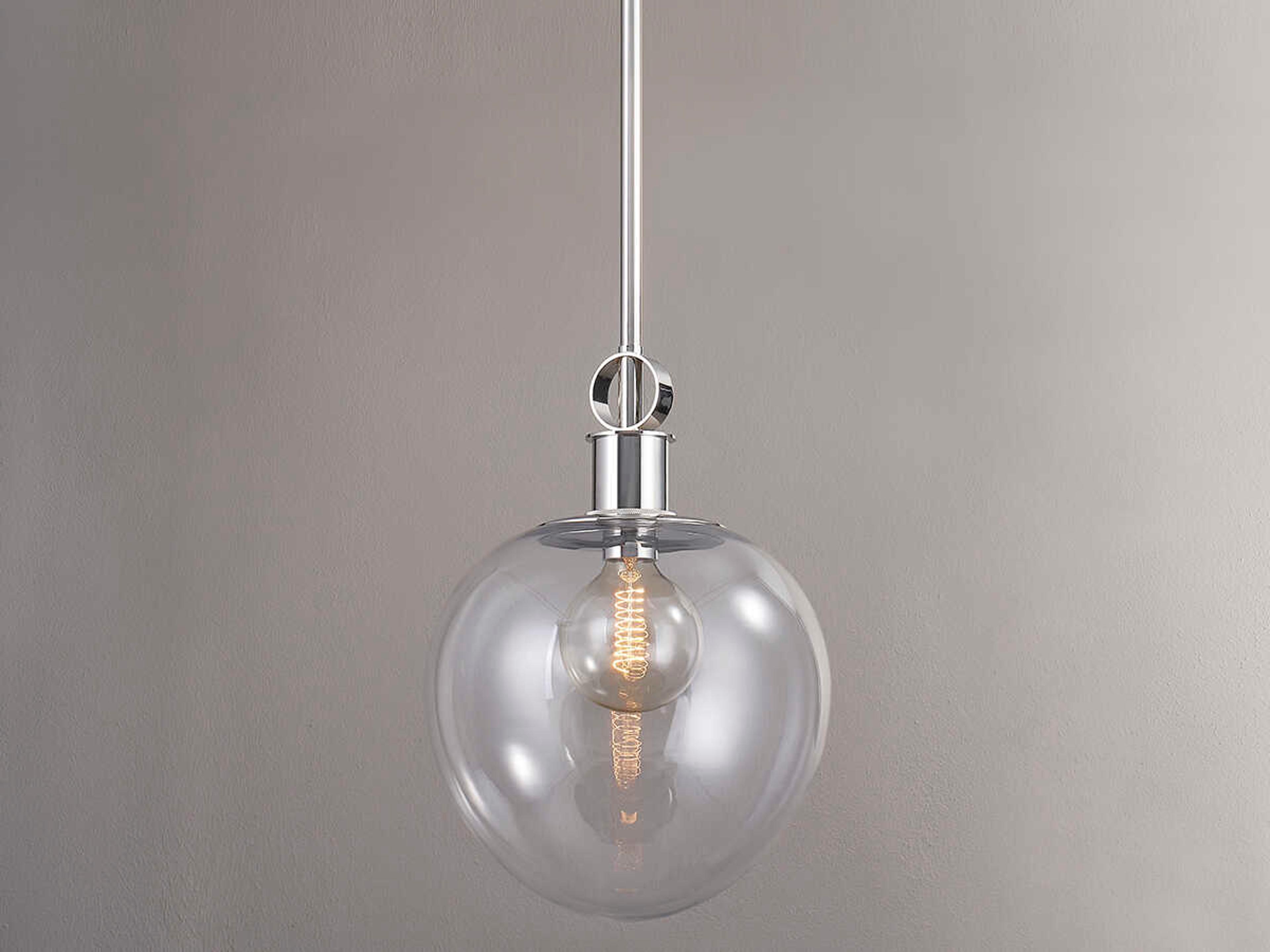 Mitzi Anna 1-Light Polished Nickel Glass Round Pendant