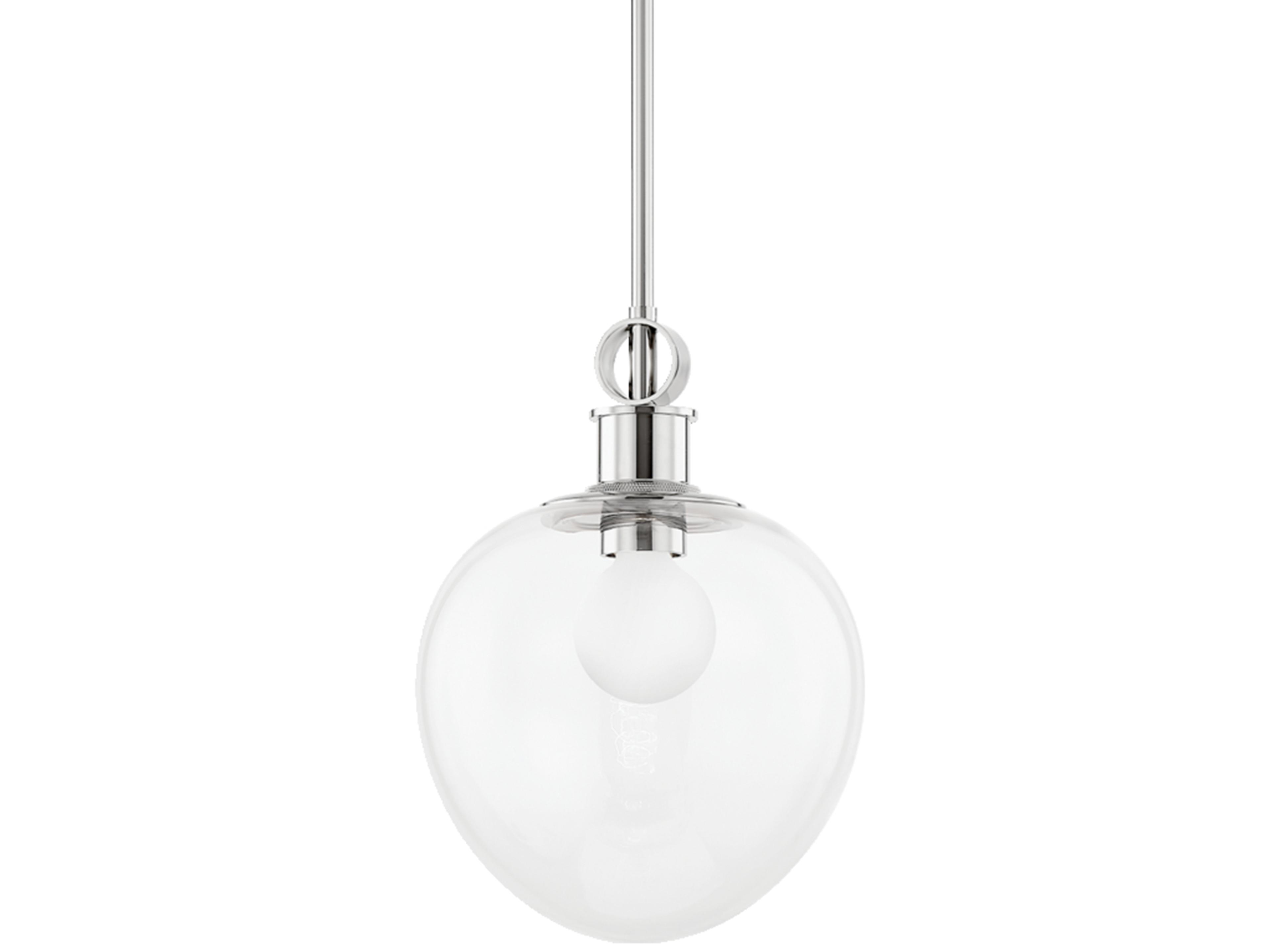 Anna 1-Light Polished Nickel Glass Round Mini Pendant