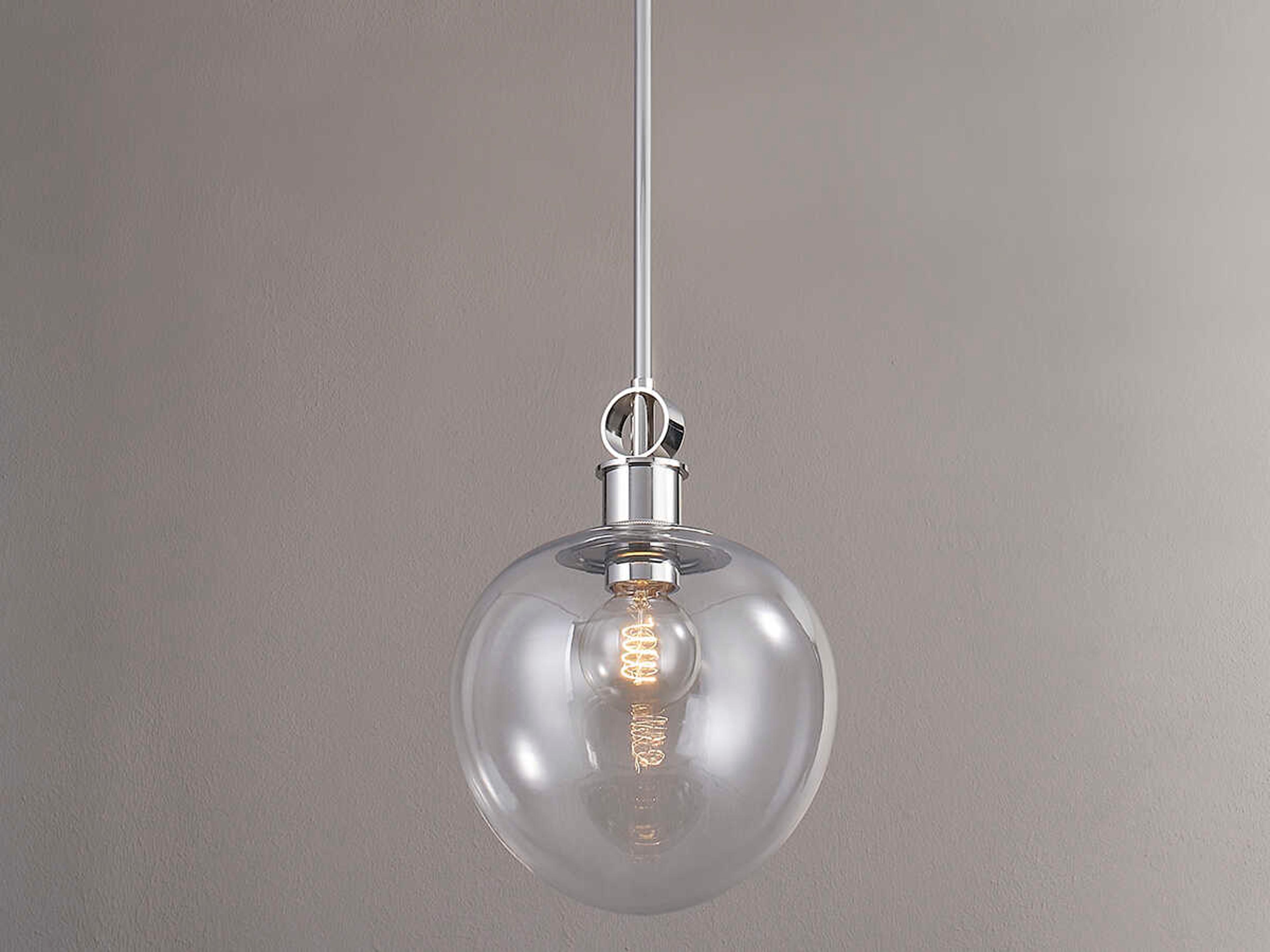 Mitzi Anna 1-Light Polished Nickel Glass Round Mini Pendant