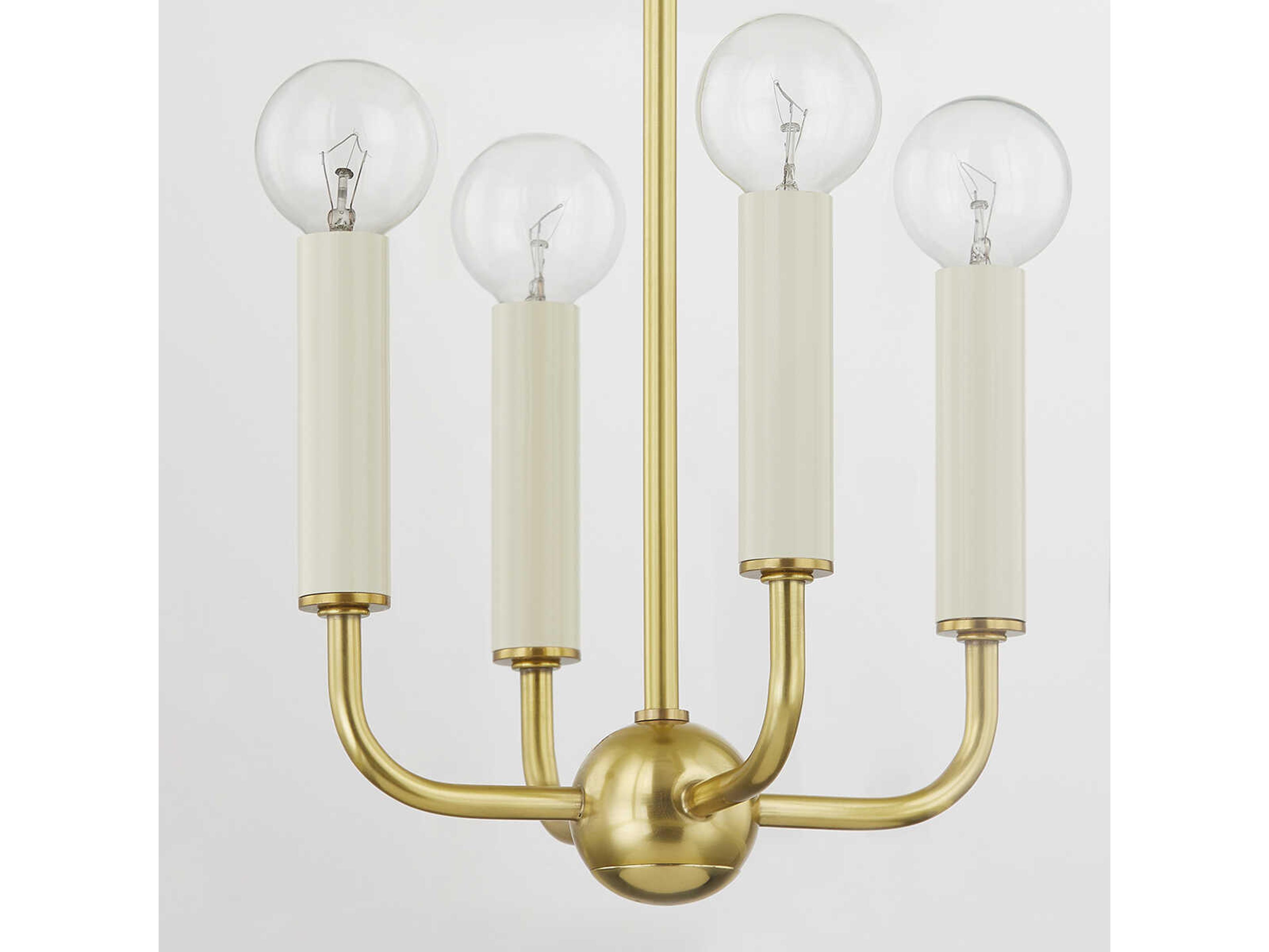 Mitzi June 4-Light Aged Brass White Glass Candelabra Lantern Chandelier