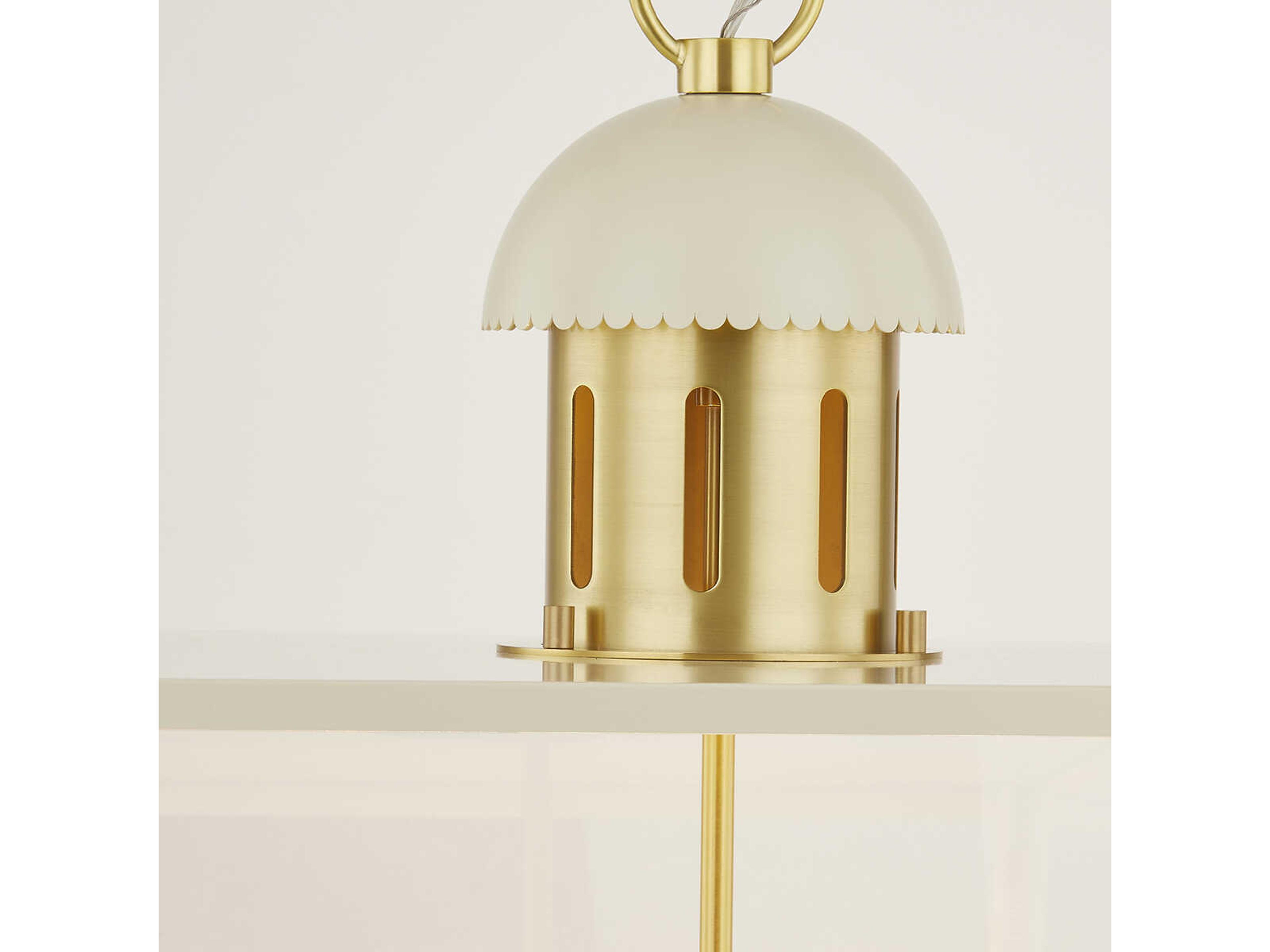 Mitzi June 4-Light Aged Brass White Glass Candelabra Lantern Chandelier