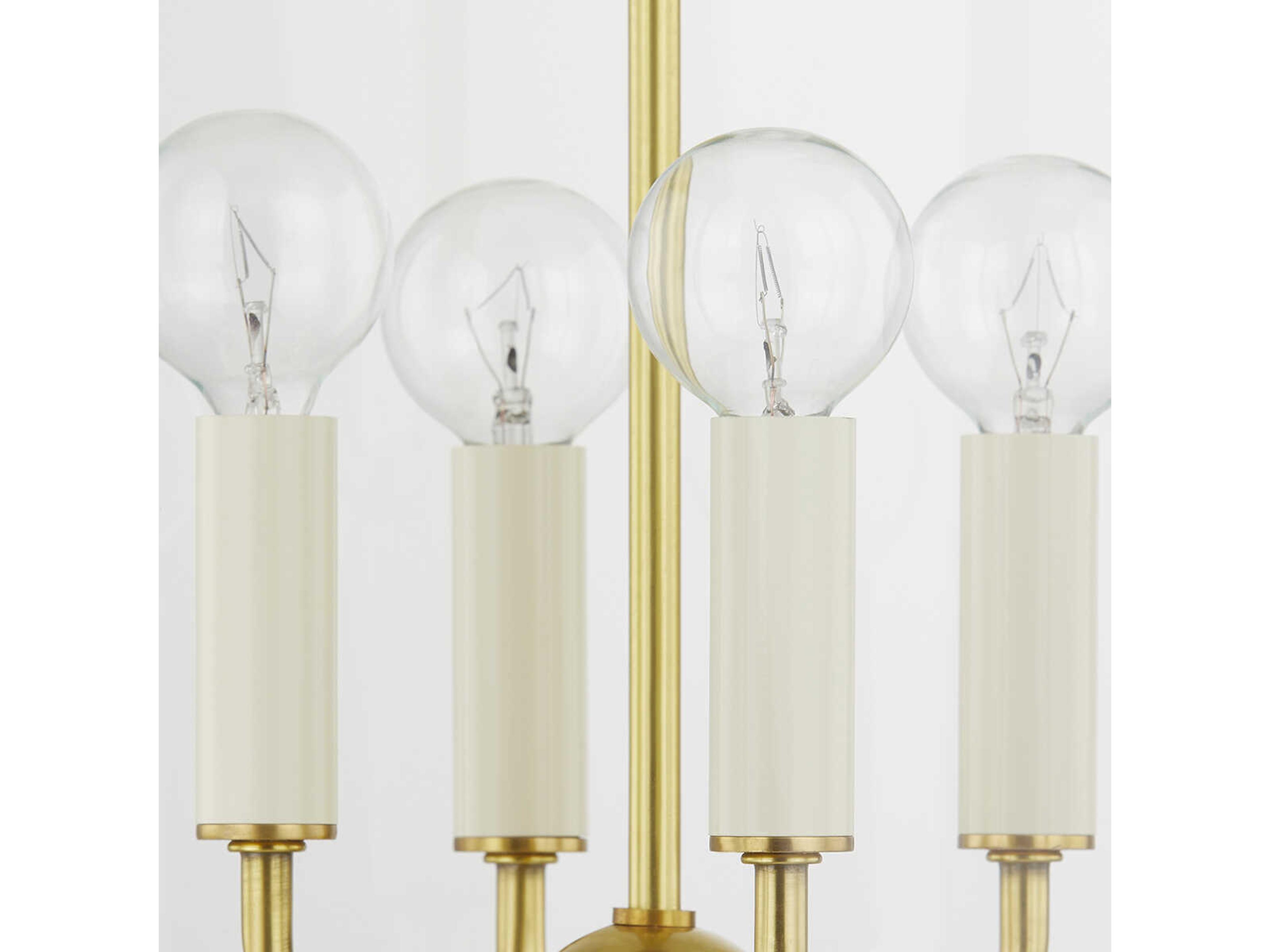 Mitzi June 4-Light Aged Brass White Glass Candelabra Lantern Chandelier