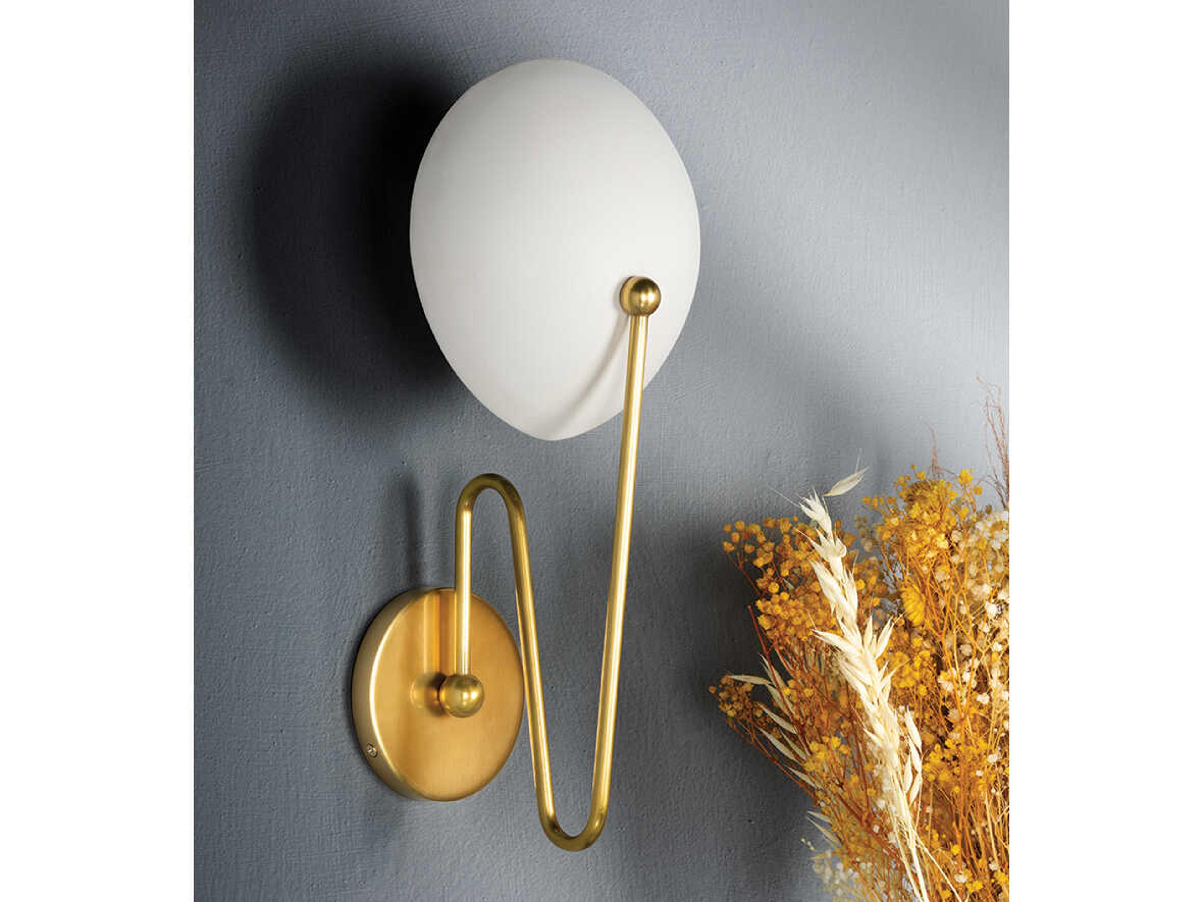 Mitzi Hattie 1-Light Aged Brass Textured White Combo Wall Sconce