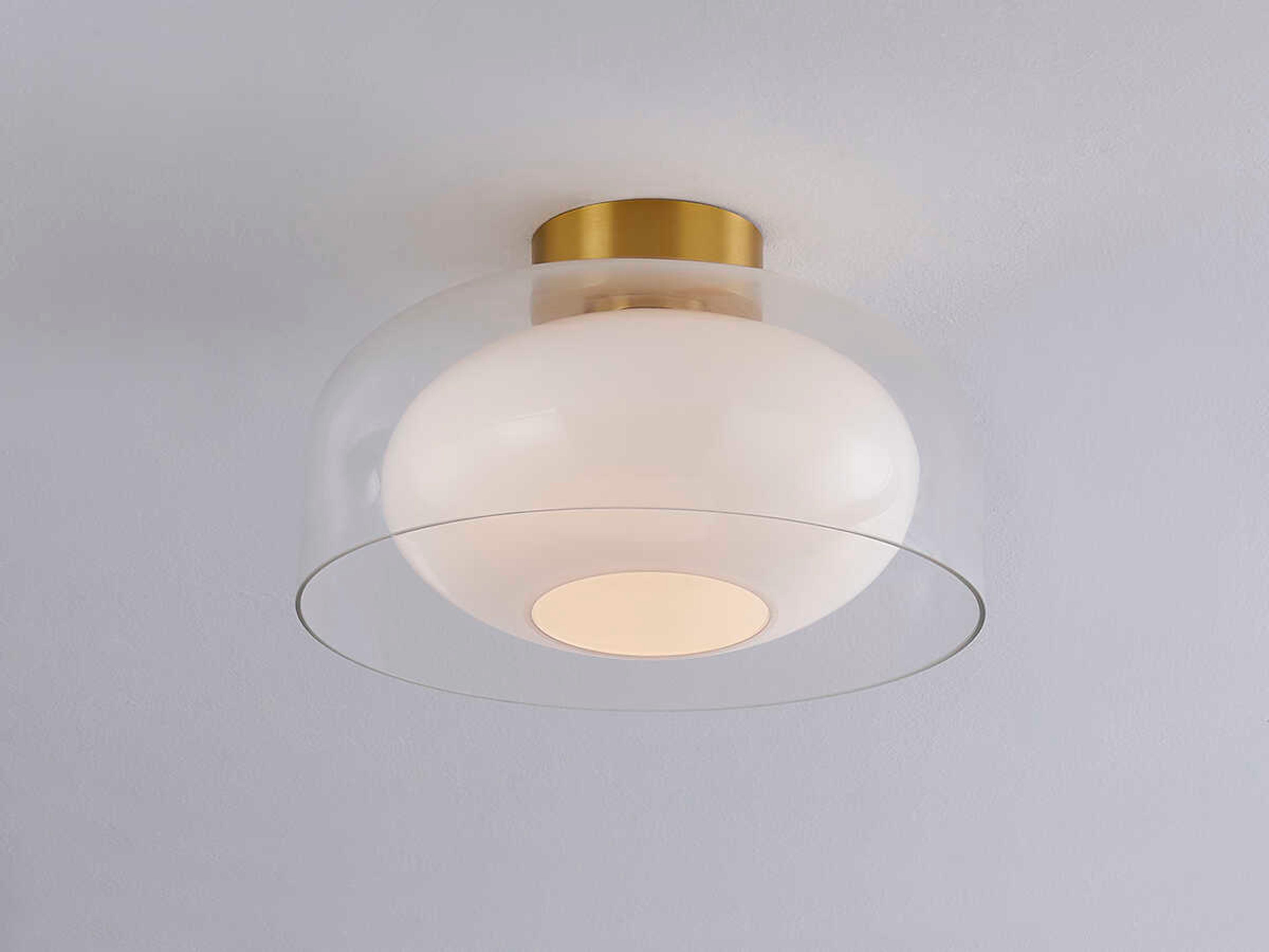 Mitzi Giovanna 1-Light Aged Brass Glass Dome Flush Mount