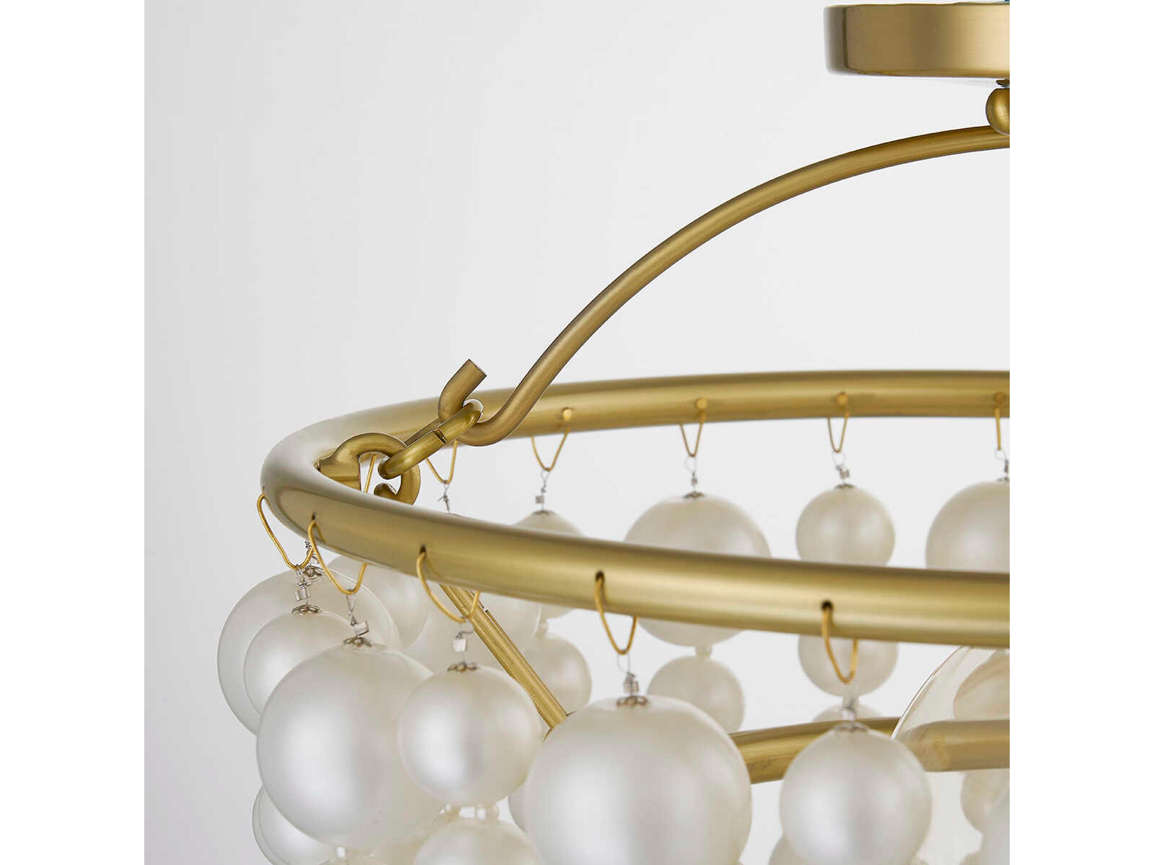 Mitzi Kinsley 1-Light Aged Brass Glass Globe Semi Flush Mount