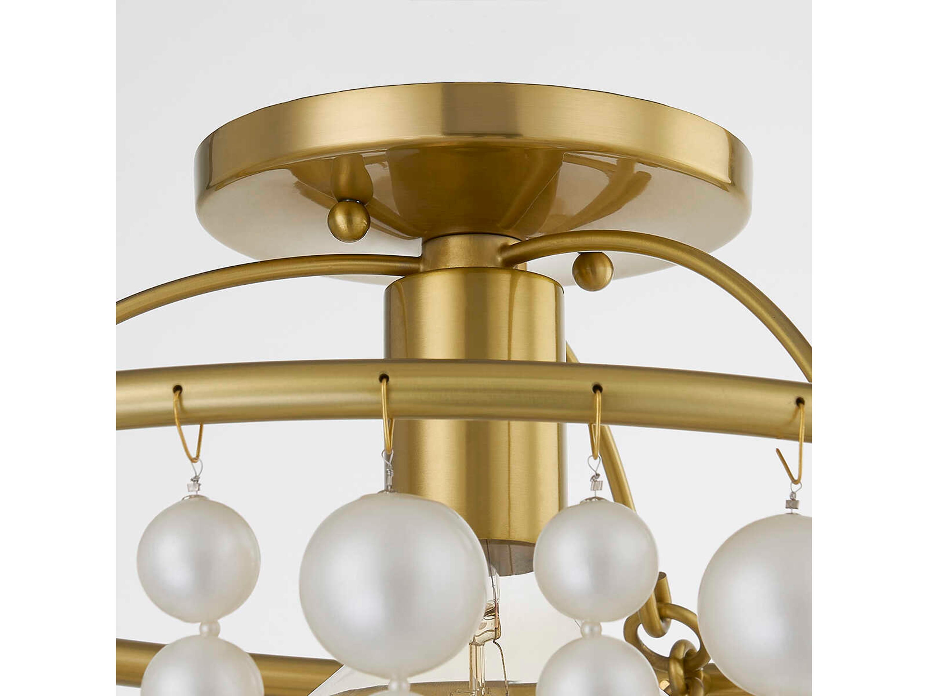 Mitzi Kinsley 1-Light Aged Brass Glass Globe Semi Flush Mount