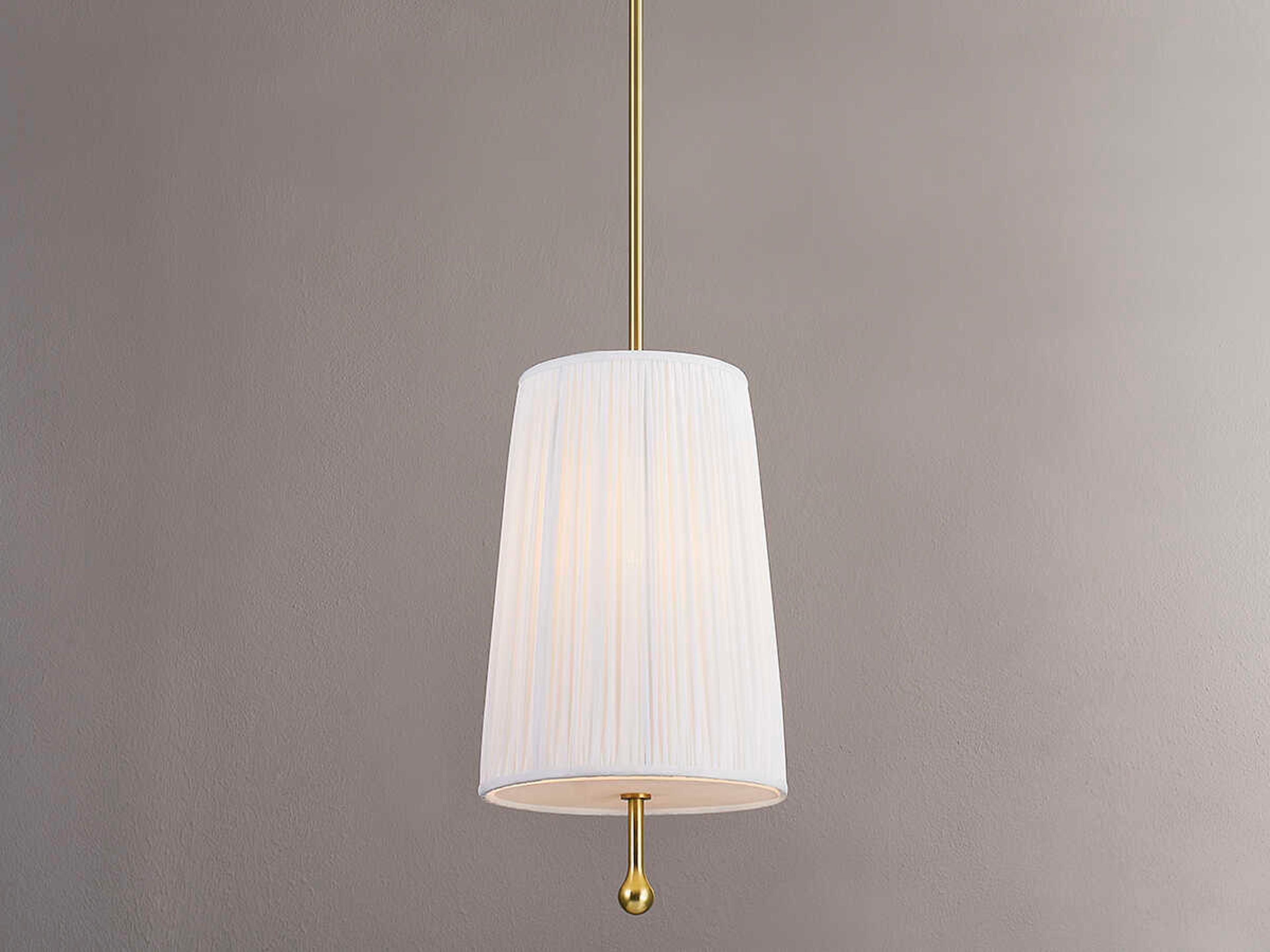 Mitzi Adeline 1-Light Aged Brass White Cylinder Mini Pendant