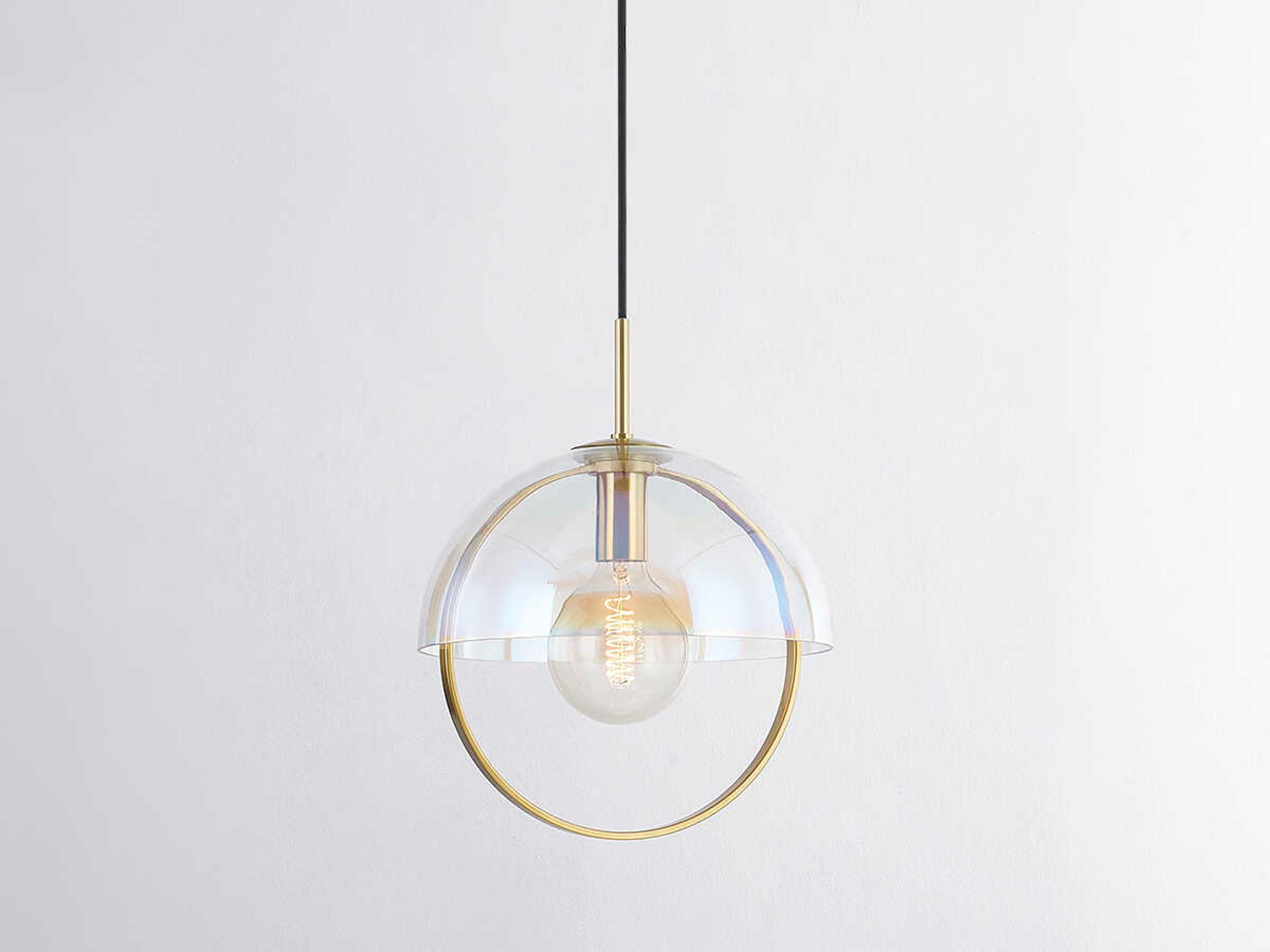 Mitzi Meriah 1-Light Aged Brass Glass Dome Pendant