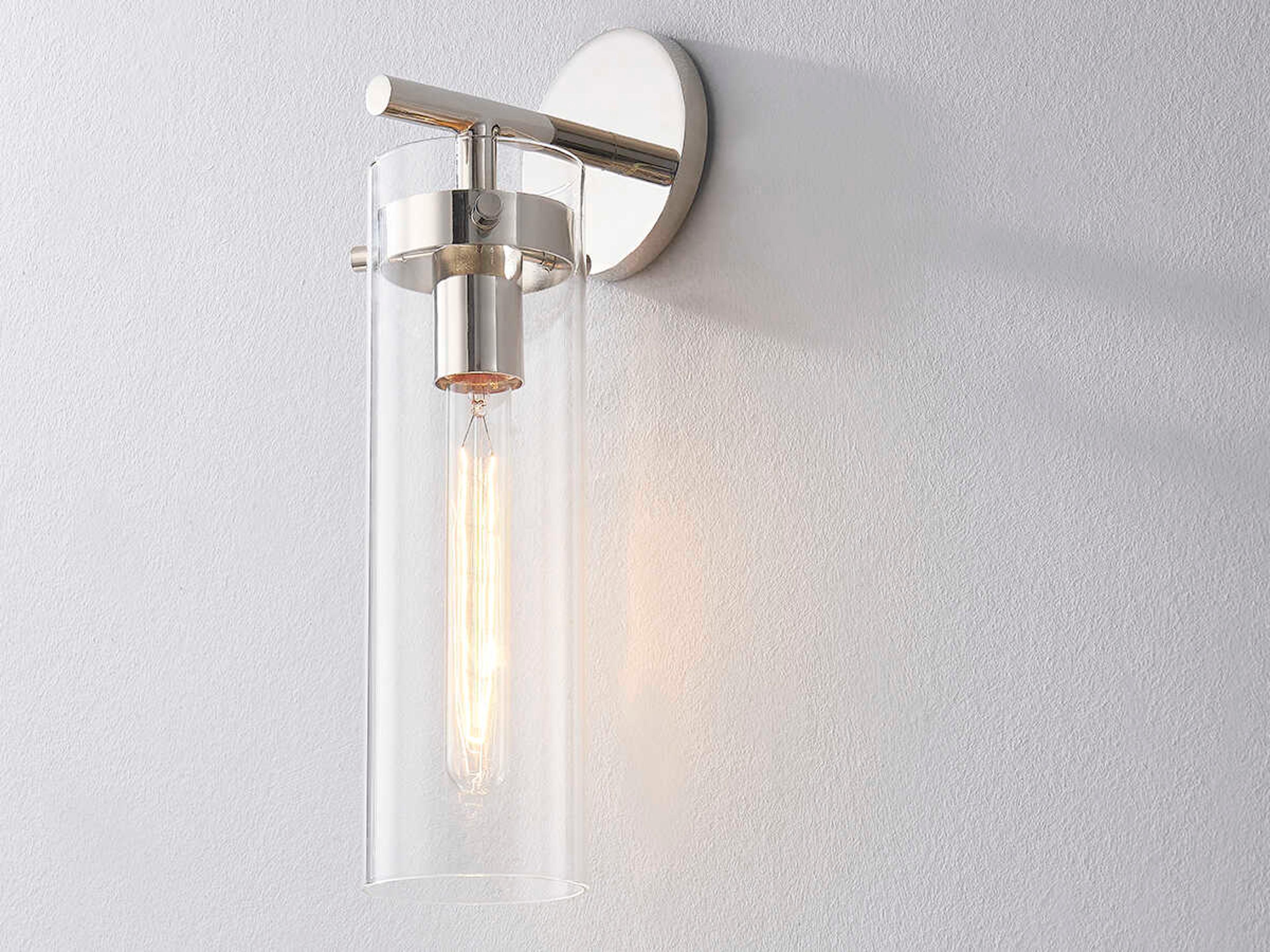 Mitzi Haisley 1-Light Polished Nickel Glass Wall Sconce