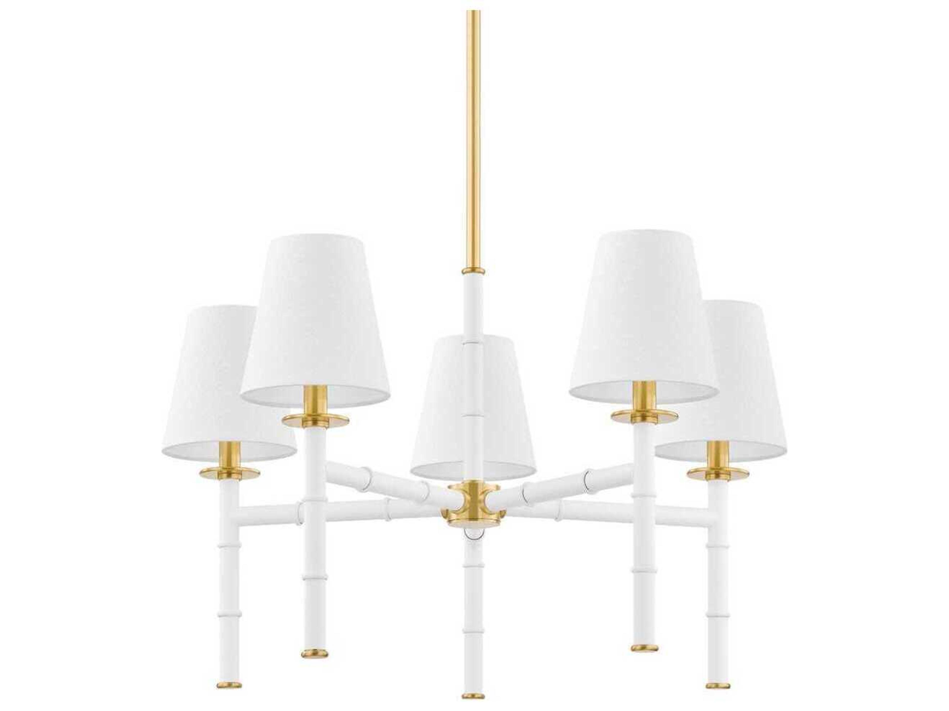 Banyan 5-Light Aged Brass White Candelabra Chandelier