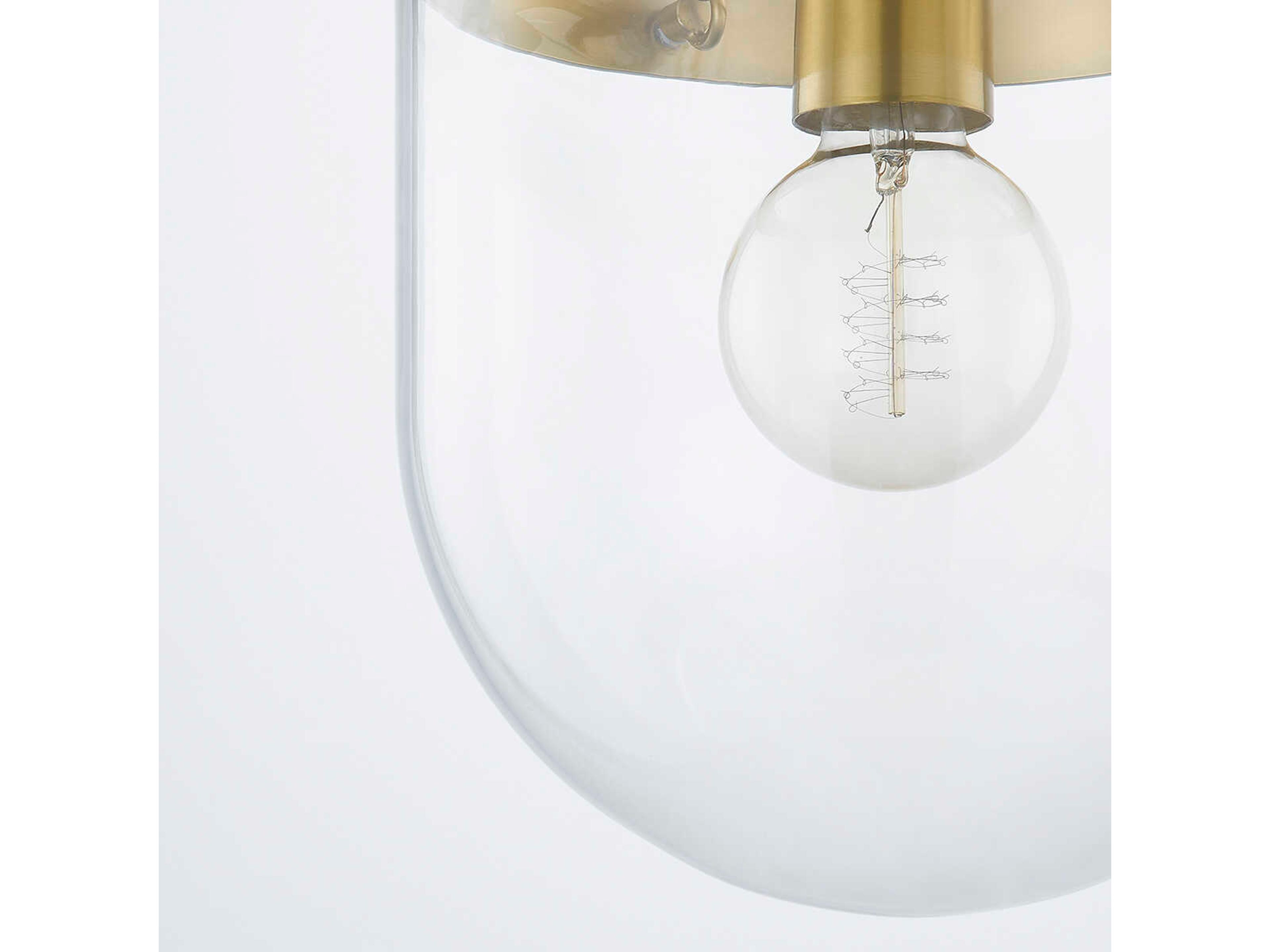 Mitzi Dunbar 1-Light Aged Brass Glass Bowl Semi Flush Mount