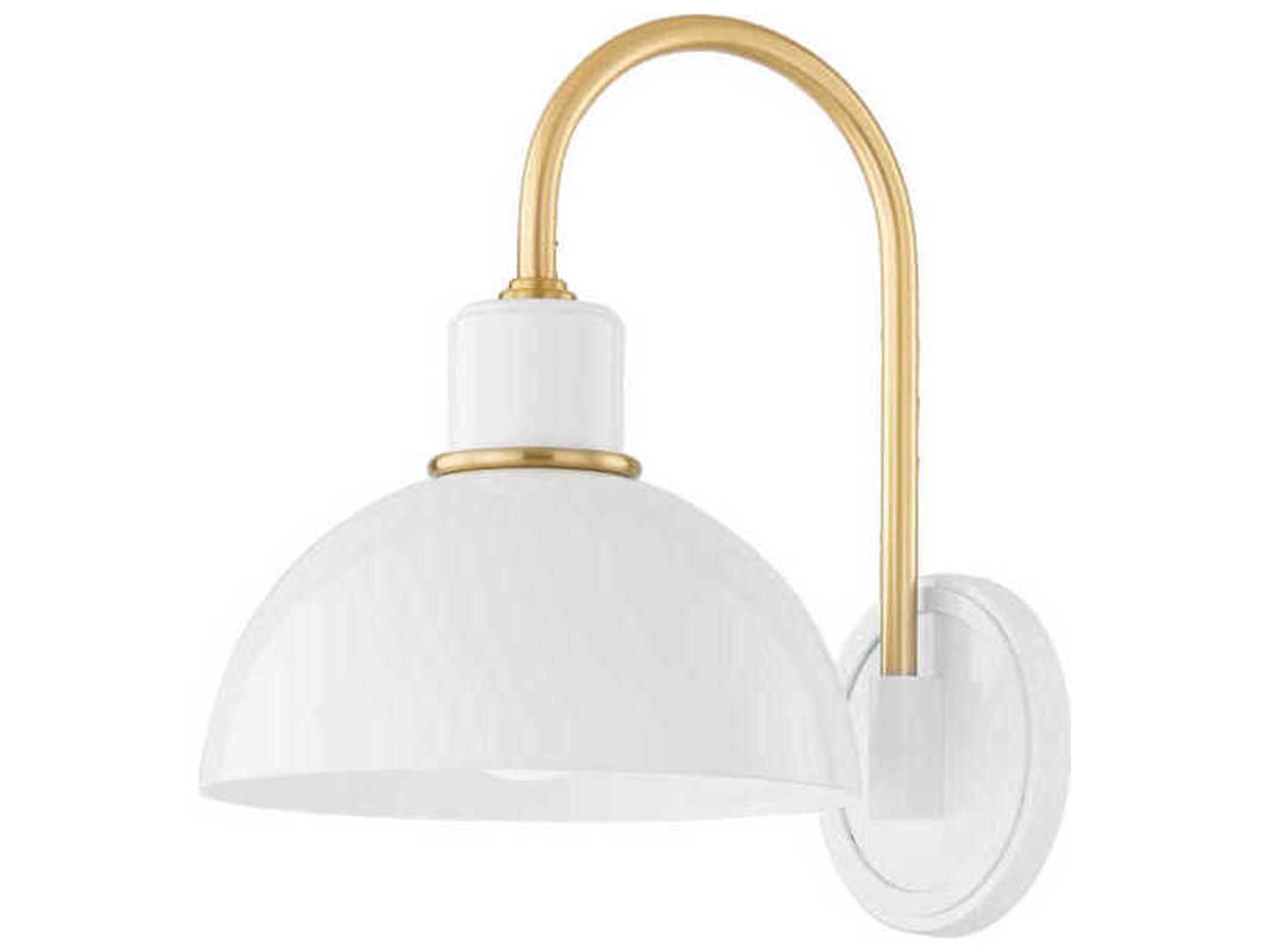 Camille 1-Light Aged Brass White Wall Sconce