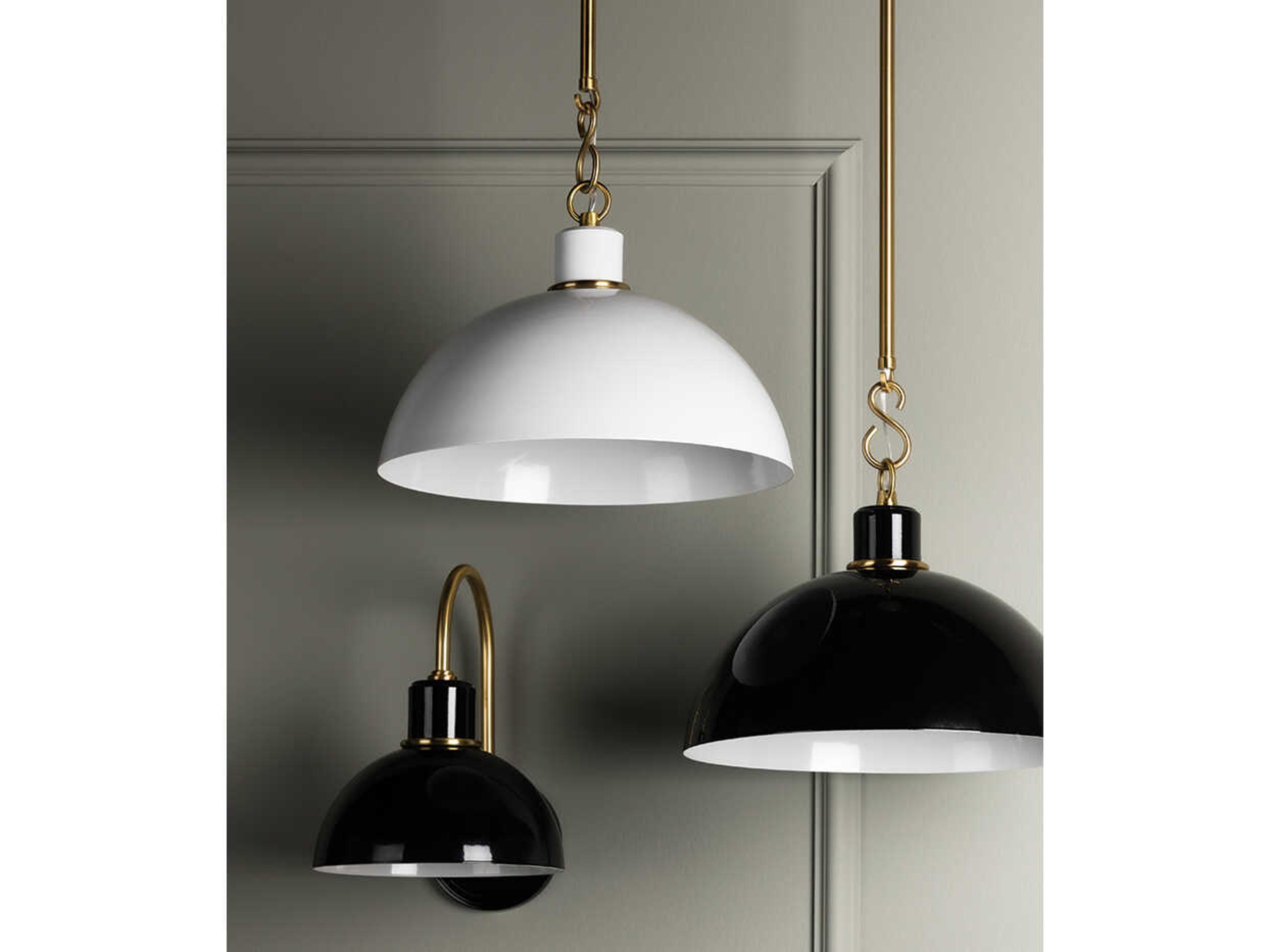 Mitzi Camille 1-Light Aged Brass White Dome Pendant