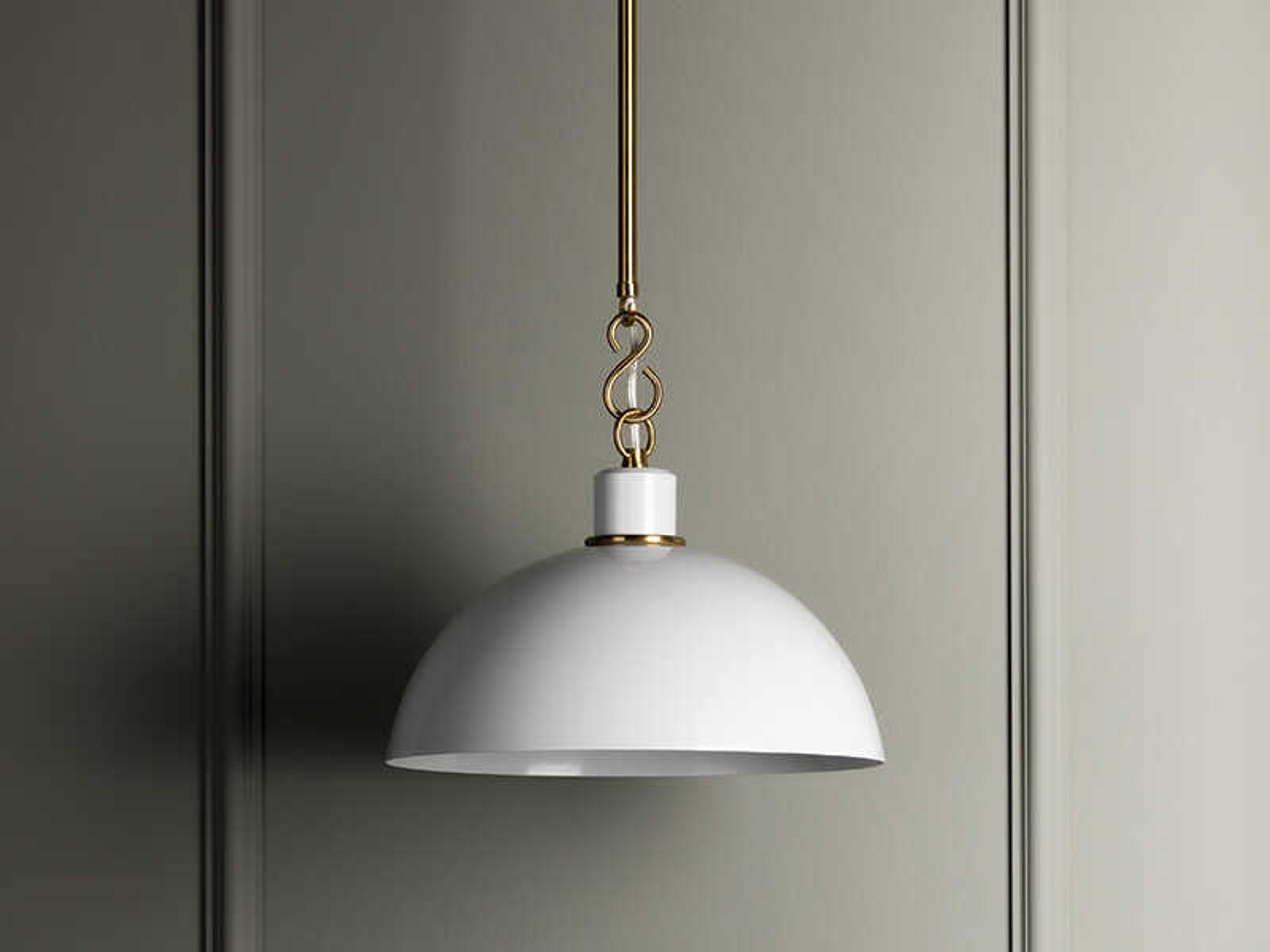 Mitzi Camille 1-Light Aged Brass White Dome Pendant