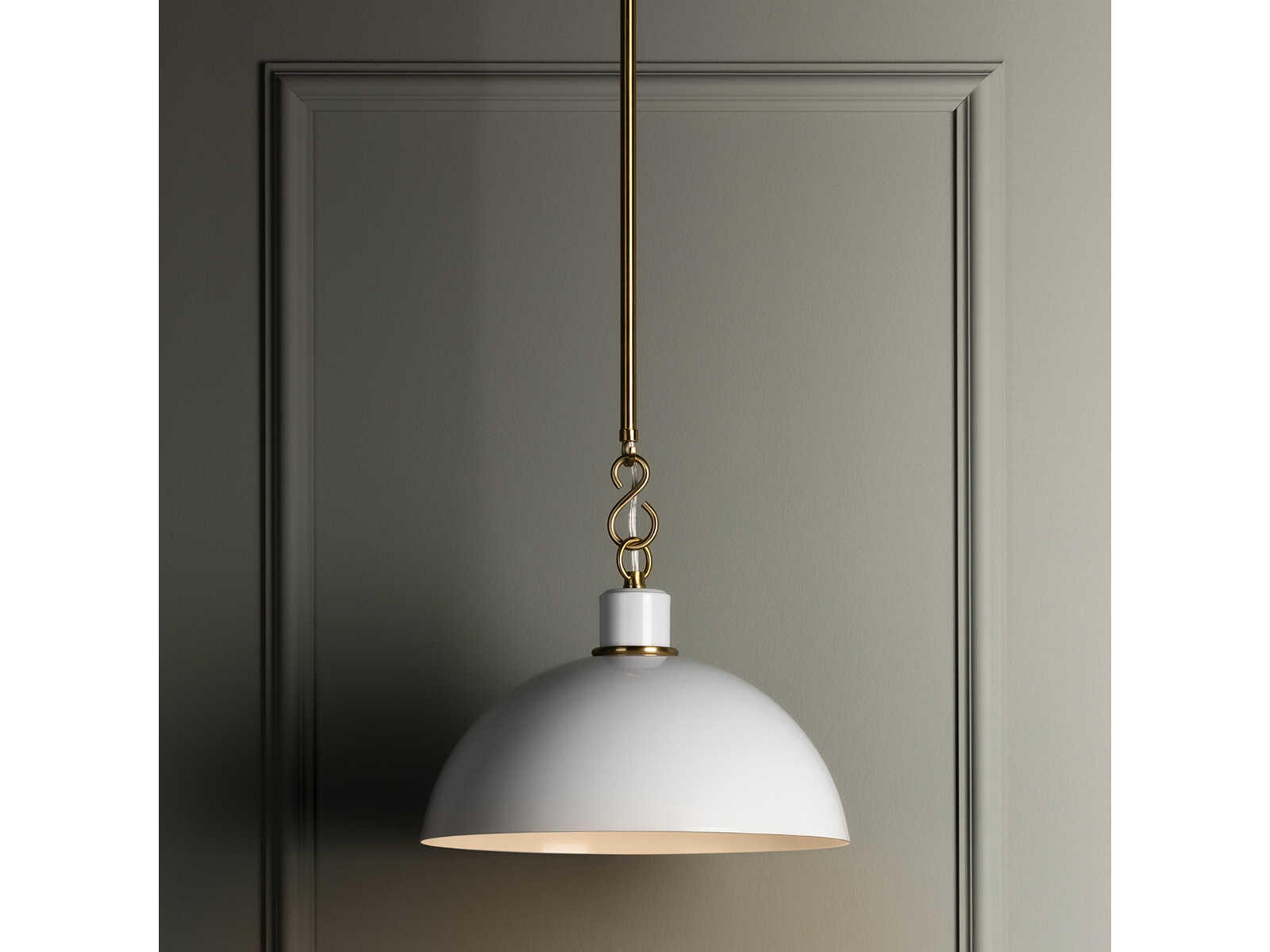 Mitzi Camille 1-Light Aged Brass White Dome Pendant