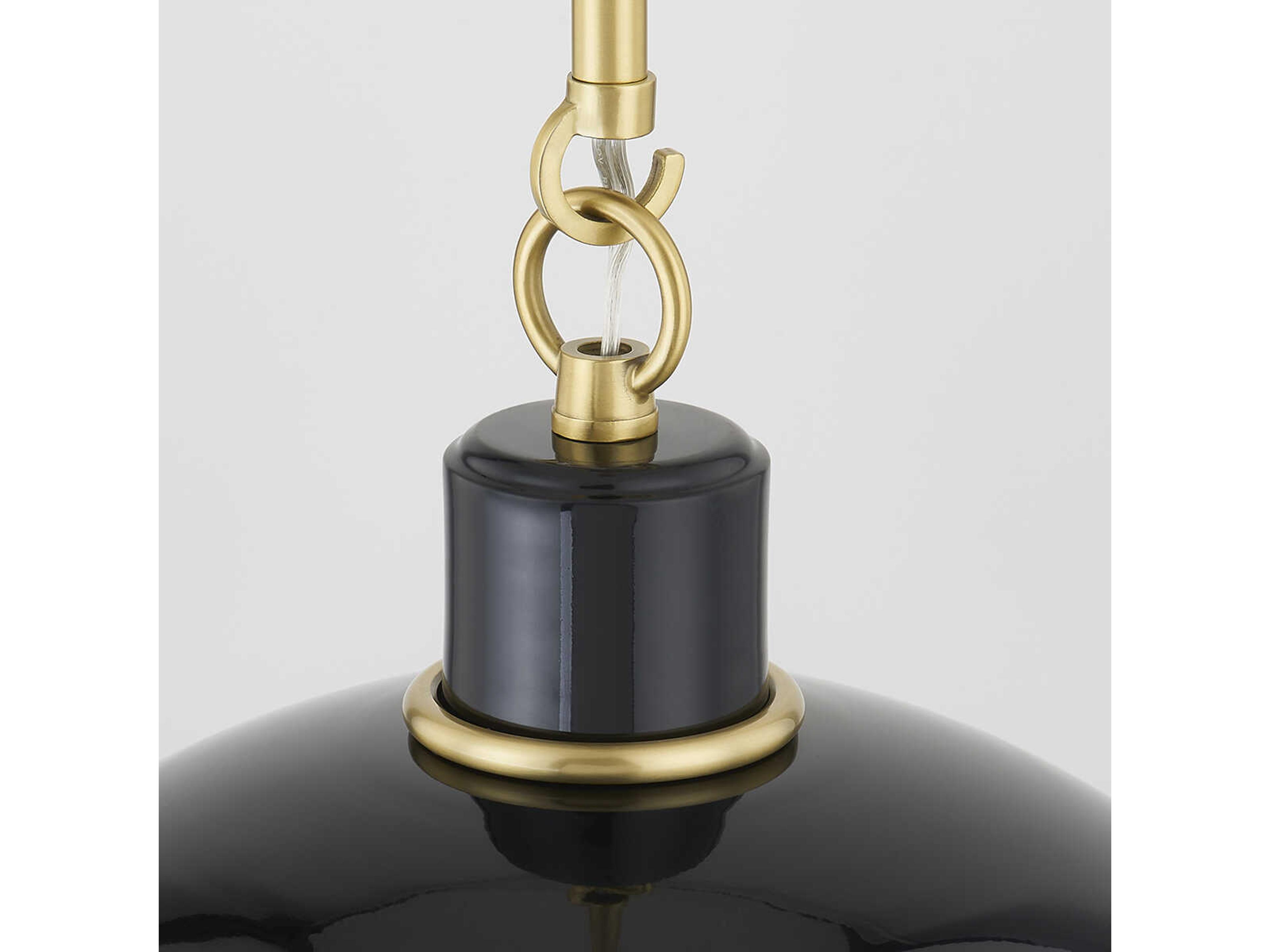 Mitzi Camille 1-Light Aged Brass Black Dome Pendant